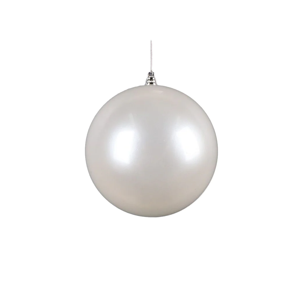 Shatterproof Plastic UV Ball Ornament, Candy Apple White Finish, 6" (150MM)