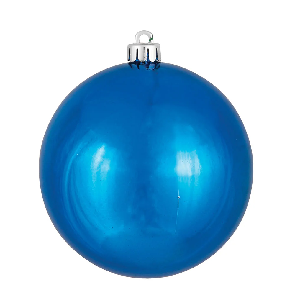 Shatterproof Plastic UV Blue Shiny Ball Ornament, 6" (150MM)