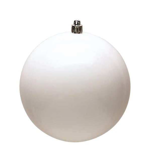 Shatterproof Plastic UV White Shiny Enamel Ball Ornament, 6" (150MM)