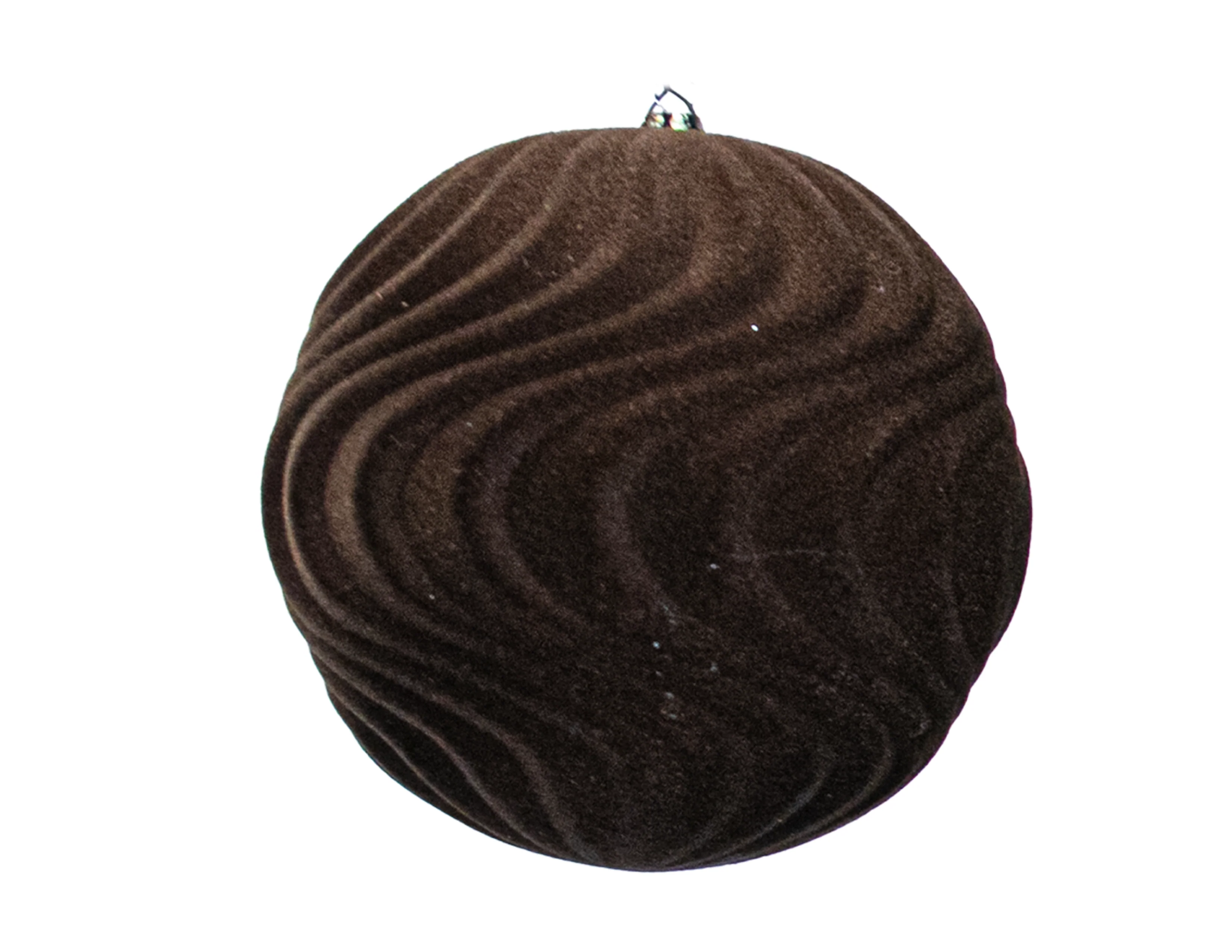 Shatterproof Coffee Flocked Water Ripples Ball Ornament, 6" (150MM)