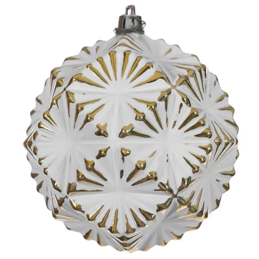 Shatterproof White And Gold Prism Ornament, 4" (100MM)