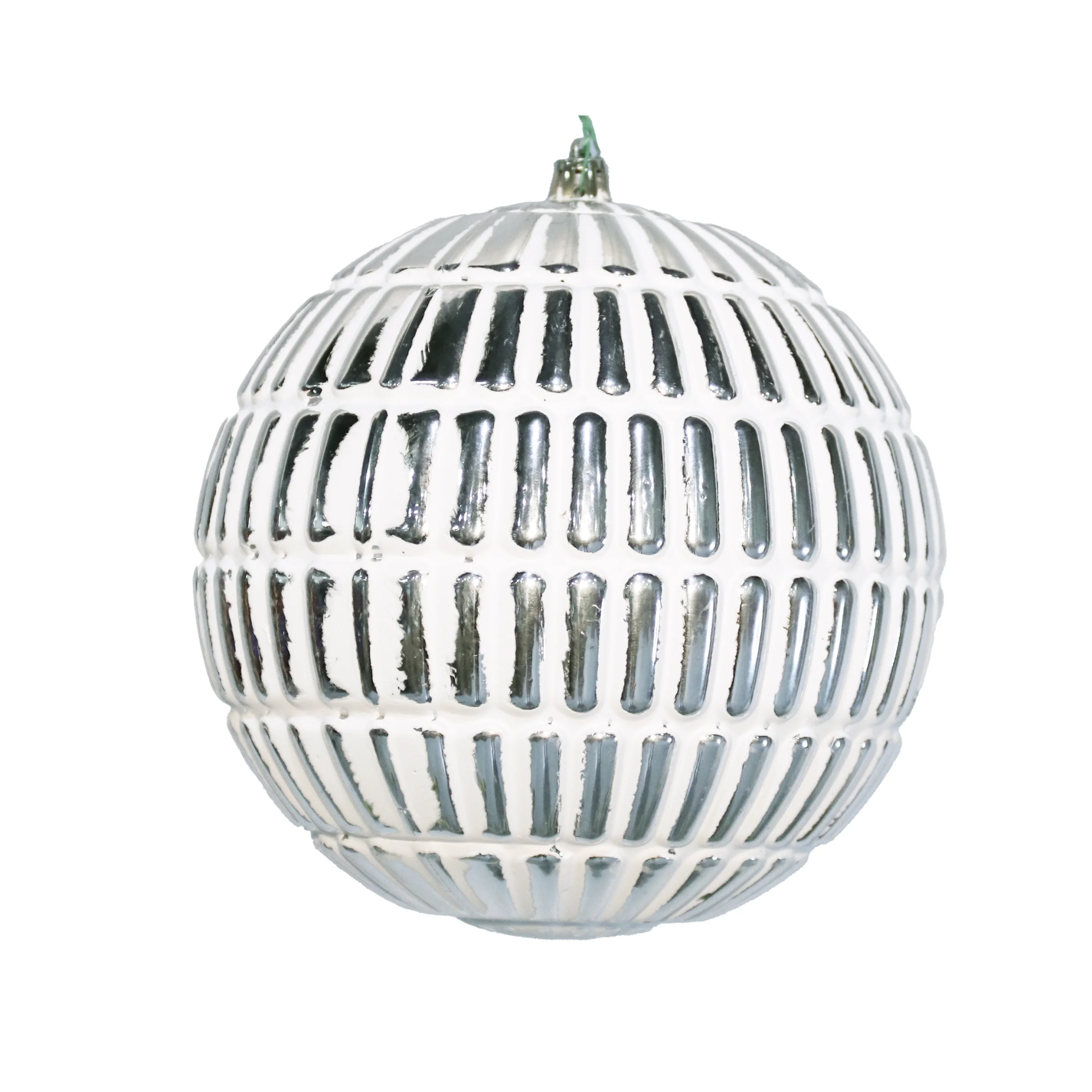 Shatterproof White And Silver Etched Ball Ornament, 6" (150MM)