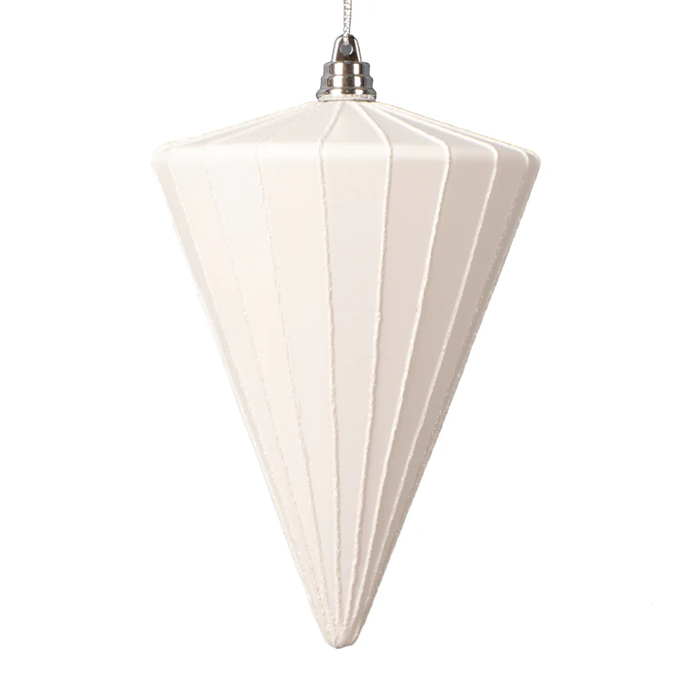 Shatterproof White Matte Cone Ornament, 6"