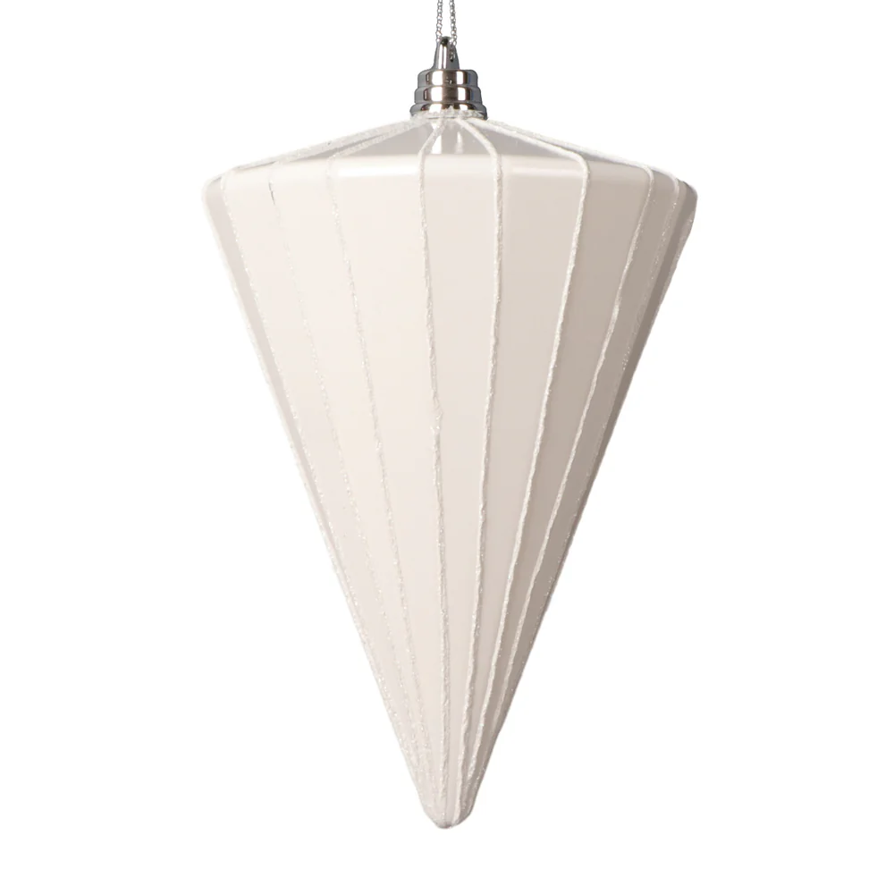Shatterproof White Glitter Cone Ornament, 6"