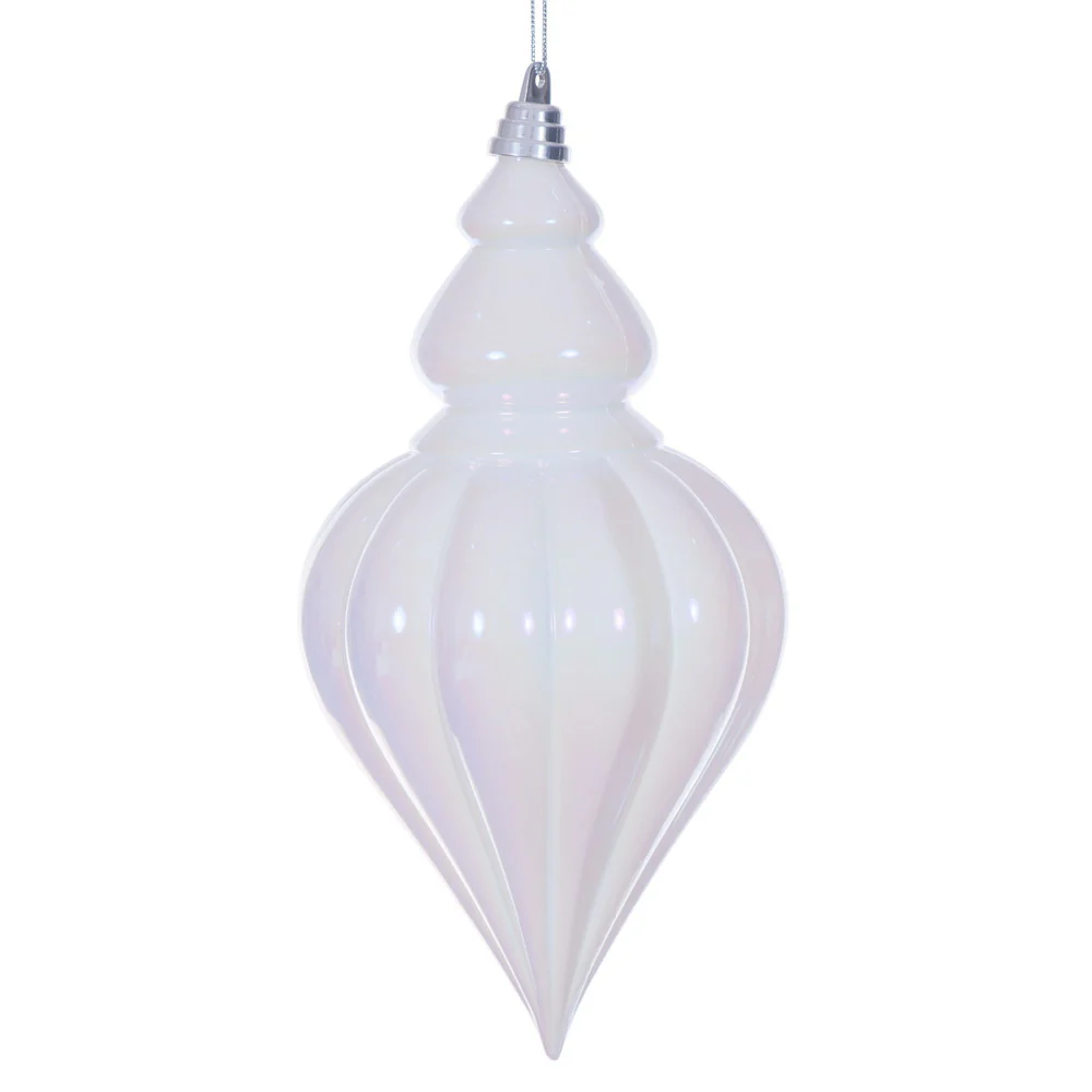 Shatterproof White Iridescent Drop Ornament, 12"