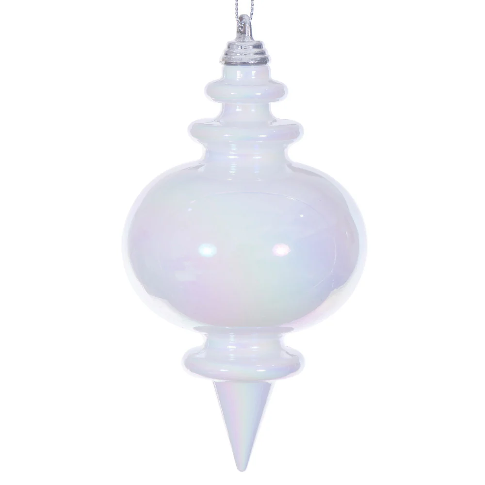 Shatterproof White Iridescent Finial Ornament, 5" (Set of 3)