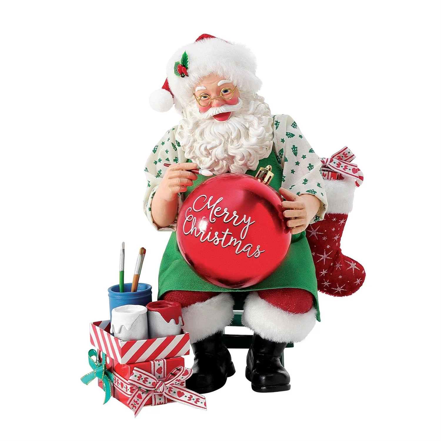 Shiny and Bright Santa Figurine, 9"