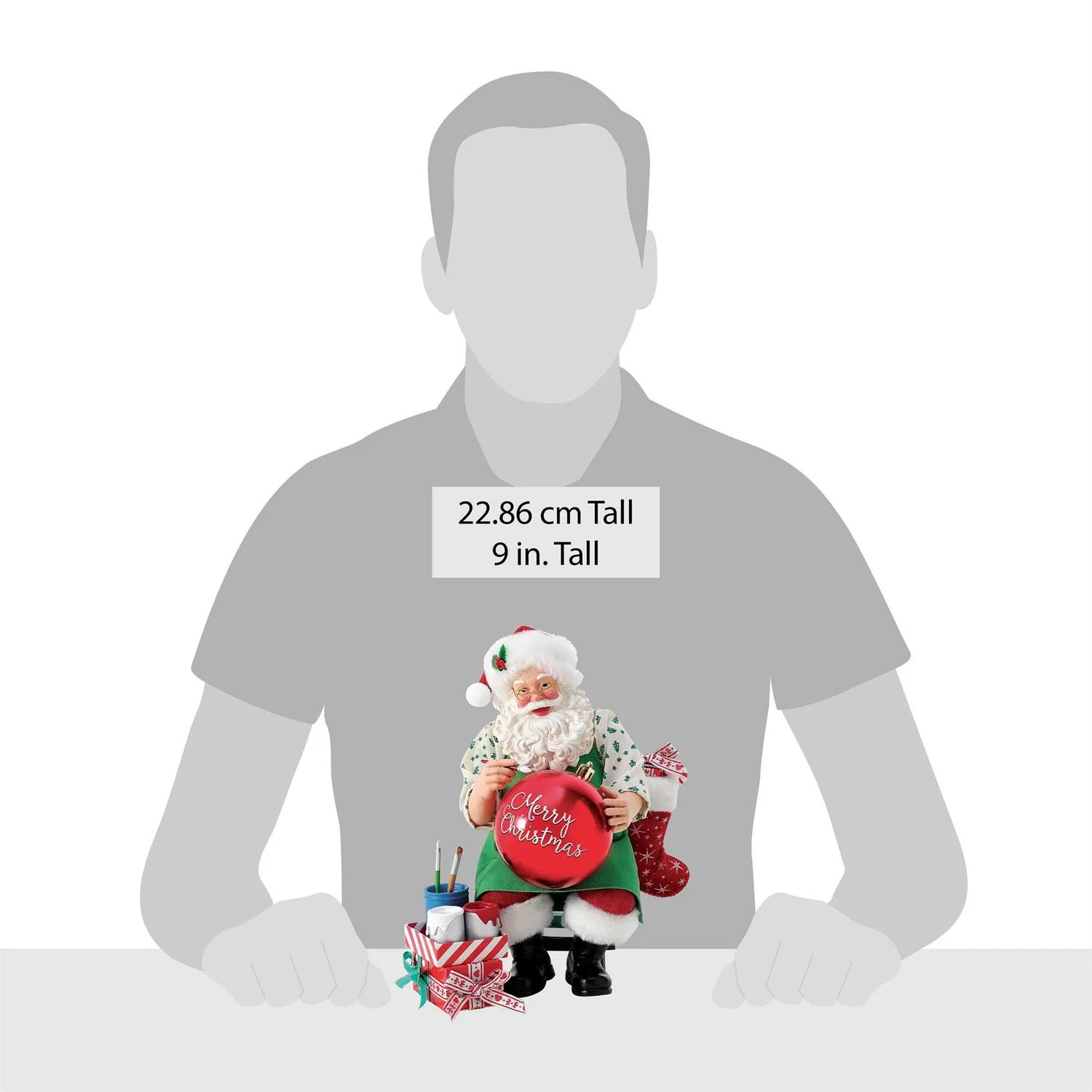 Shiny and Bright Santa Figurine, 9" - Image 6