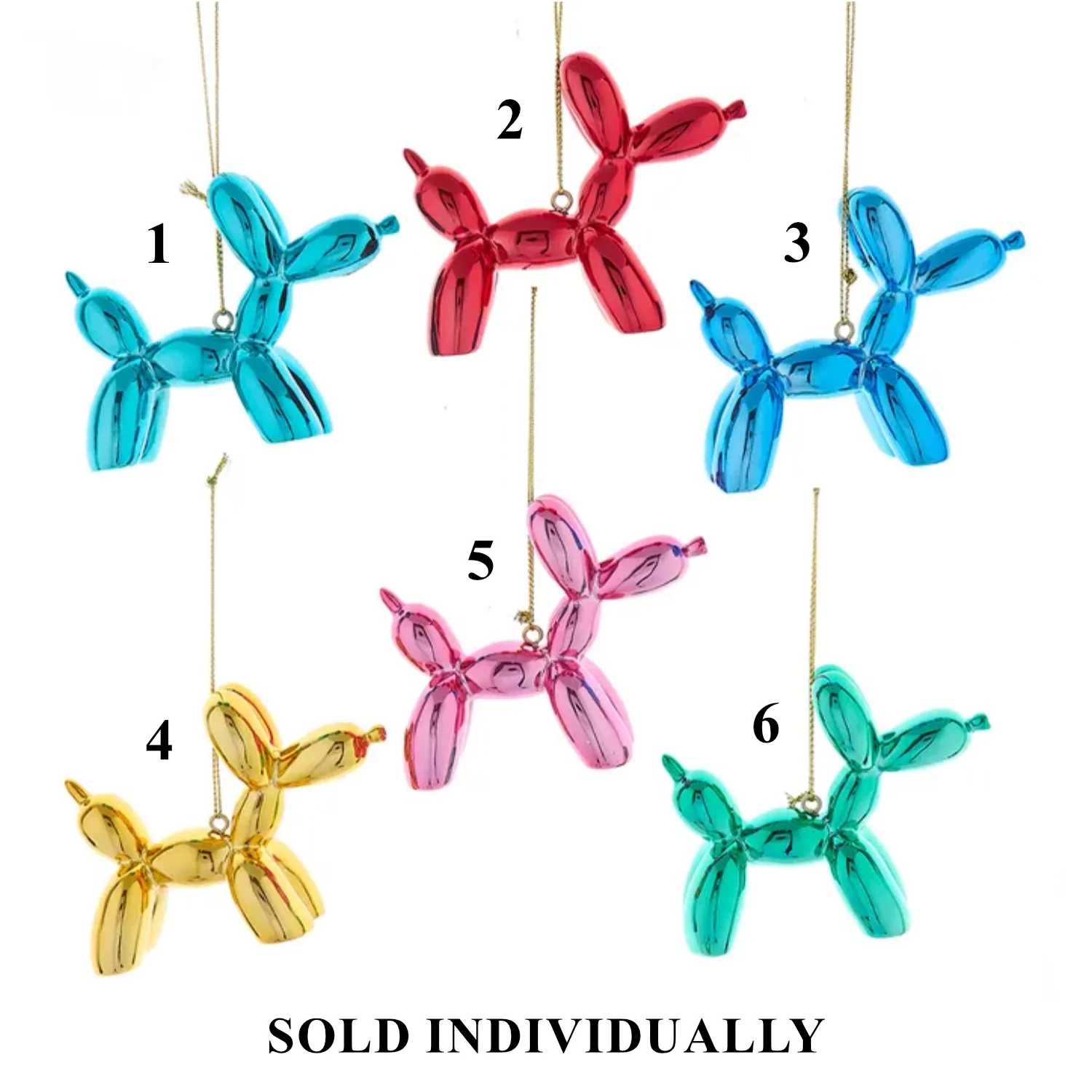 Shiny Colorful Balloon Dog Ornaments (6 Styles ā Sold individually)