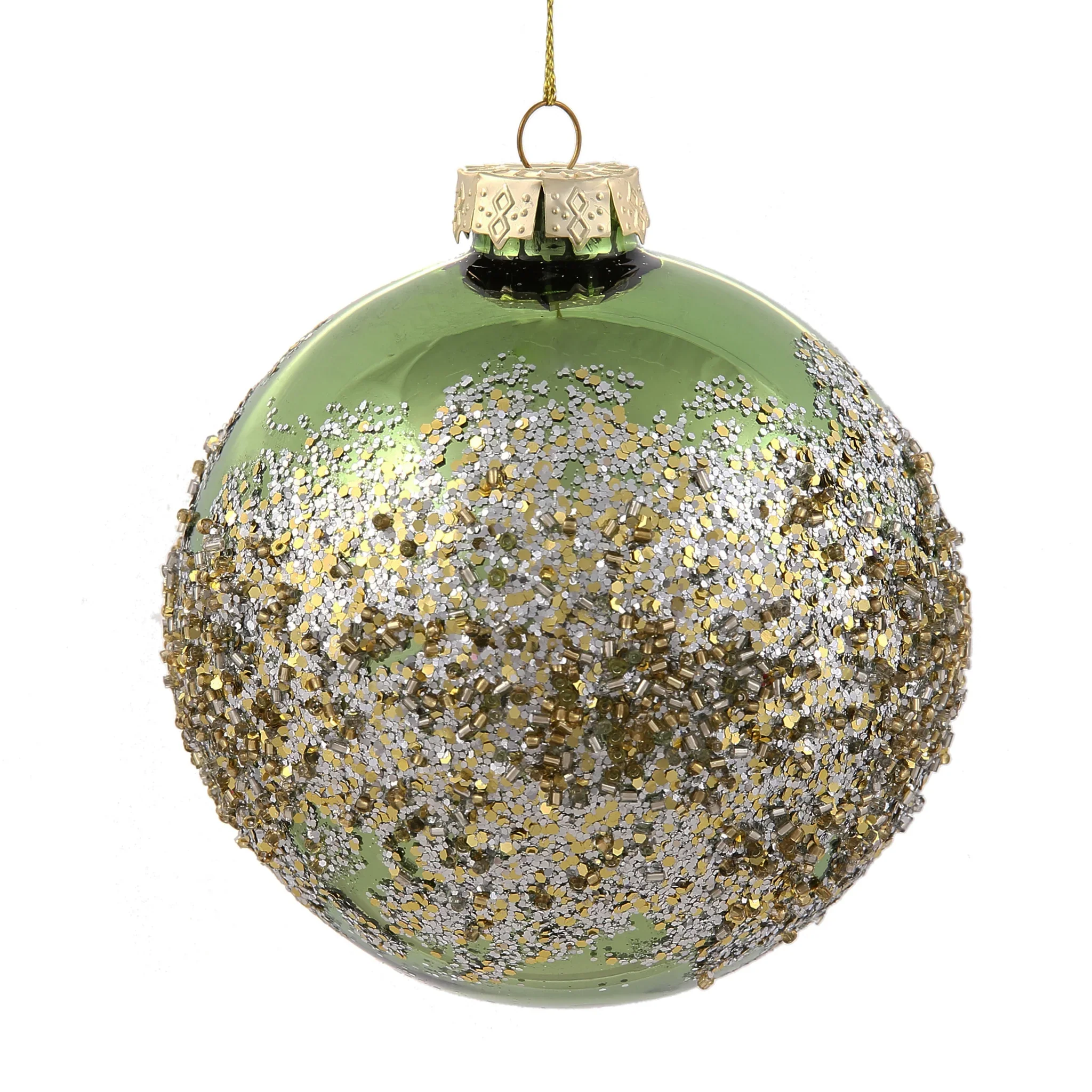 Shiny Glitter/Beads Ball Ornament, 4.7" (120mm)