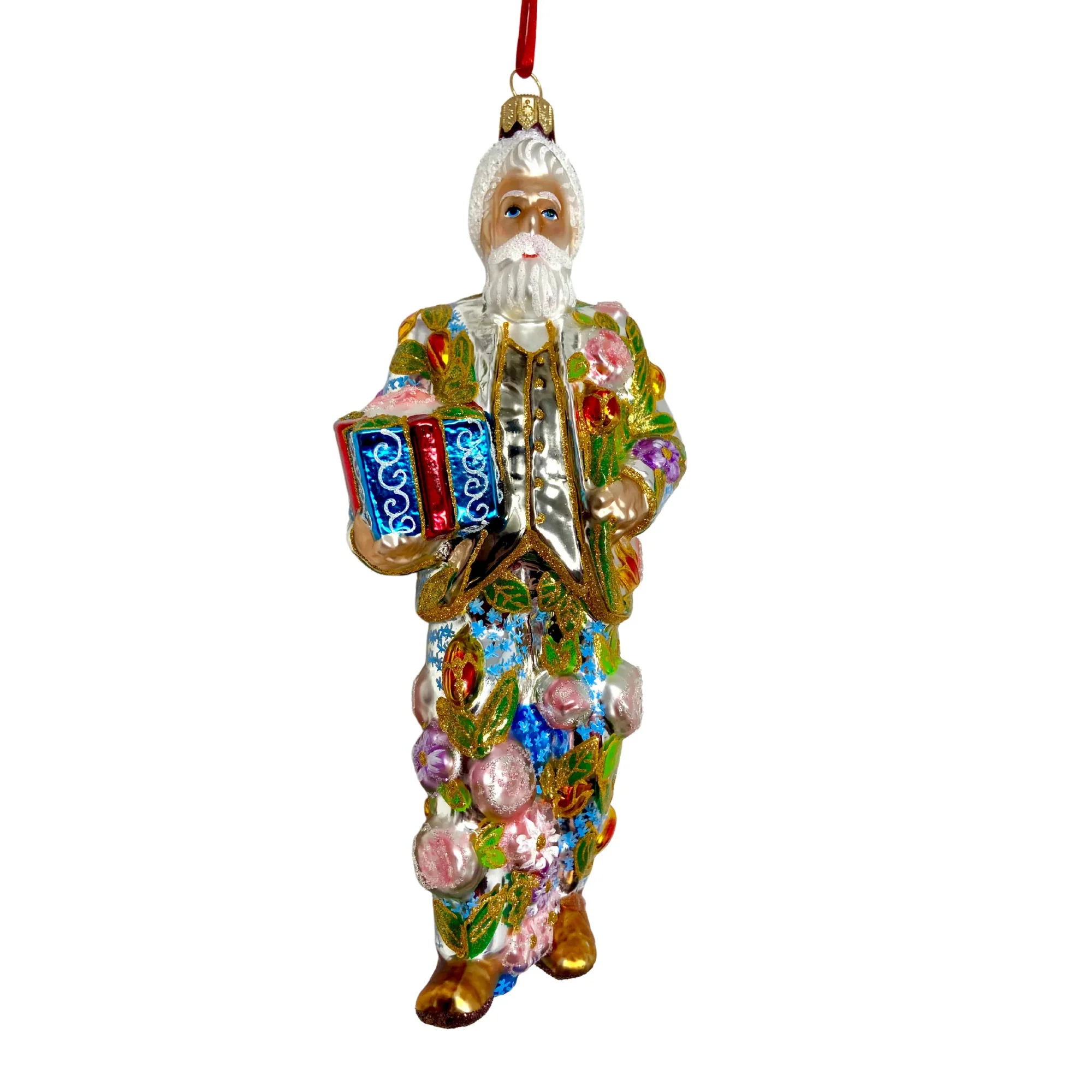 Silver Lining Santa Polish Glass Ornament, 9" - Image 2