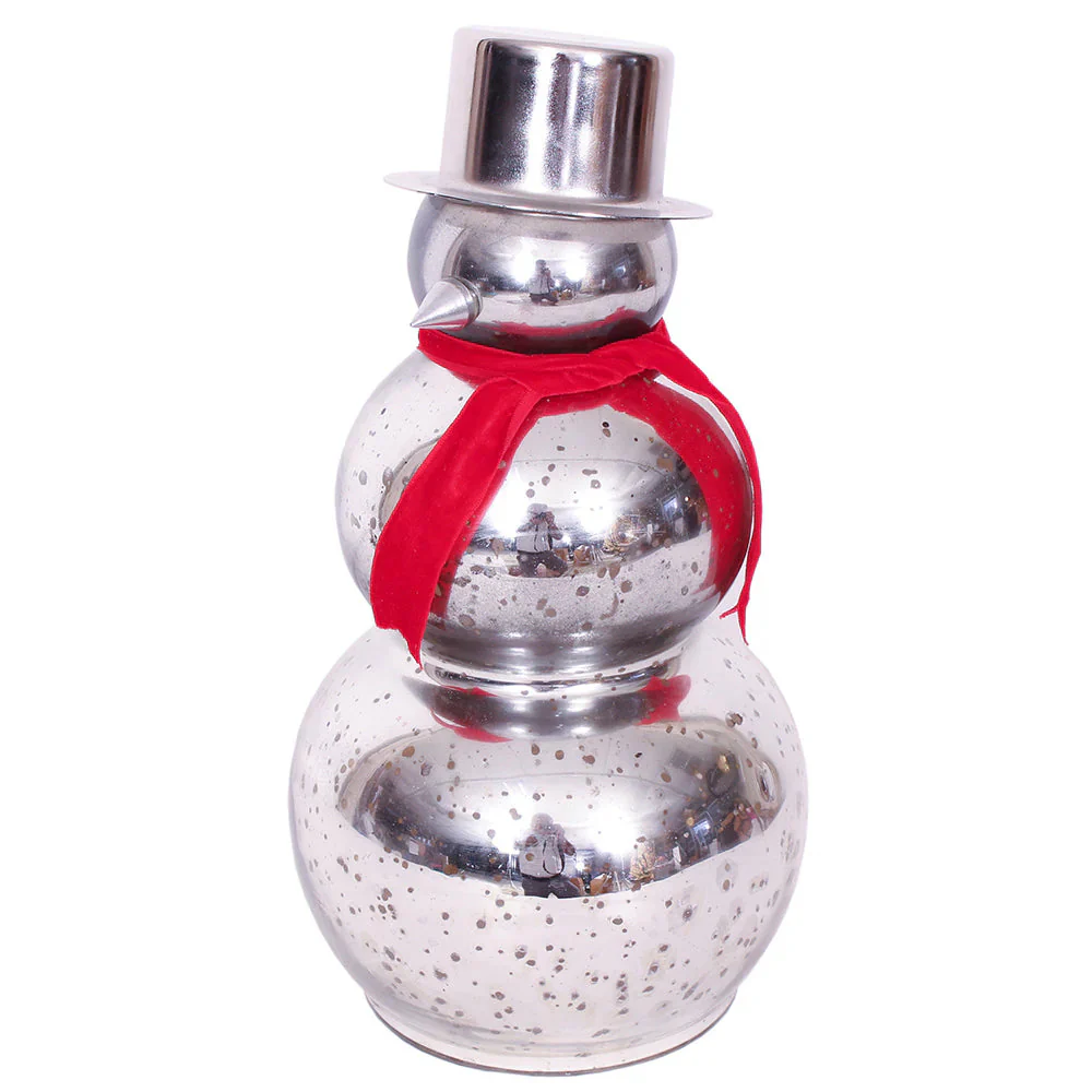 Silver Mercury Glass Snowman Figurine, 13.5" x 6"