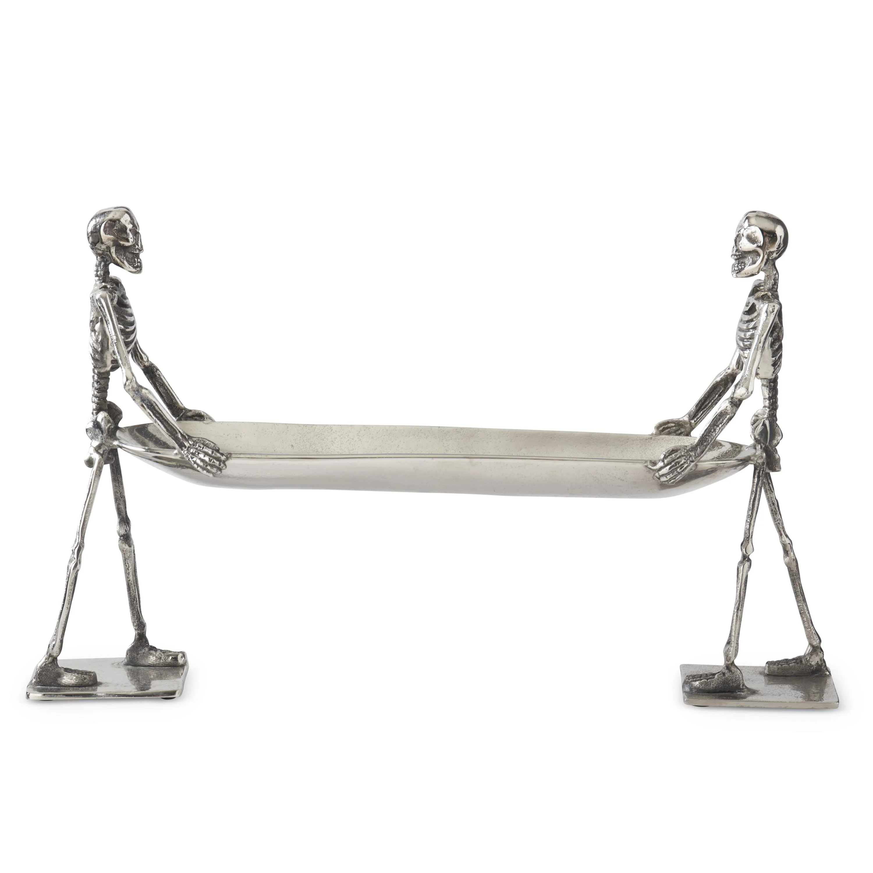 Silver Metal Double Skeleton Serving Tray, 21.75"