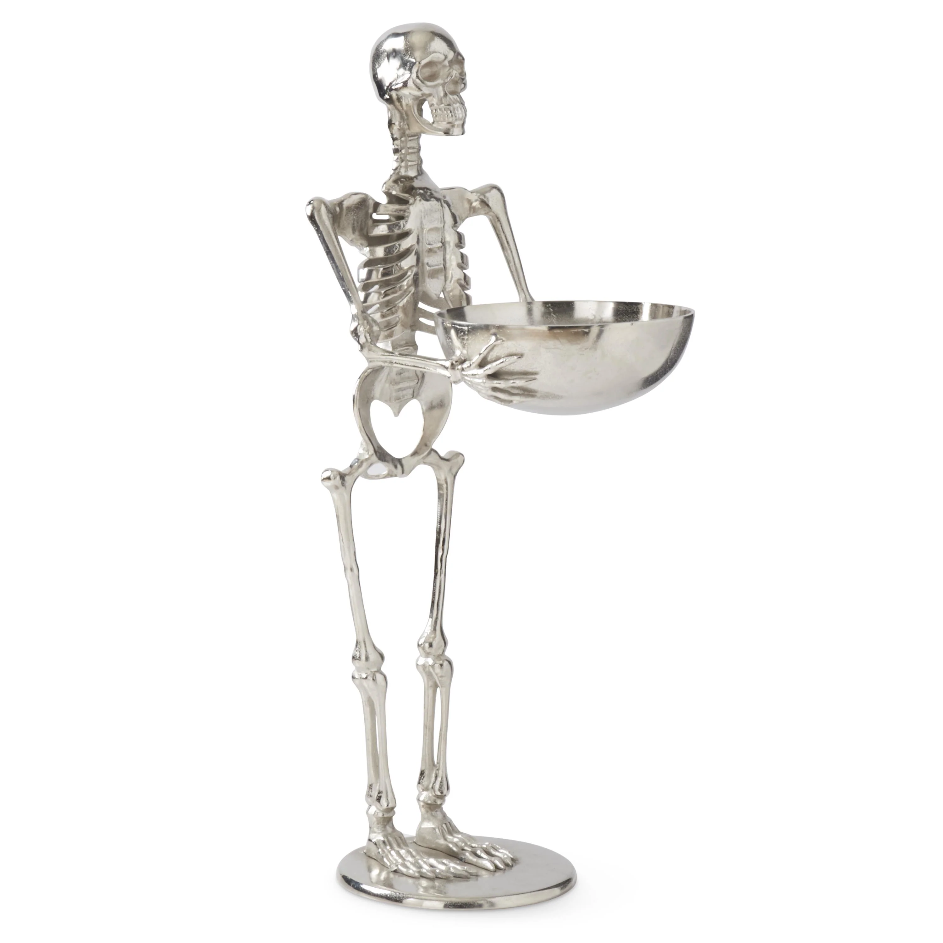 Silver Metal Skeleton Holding Bowl Figure, 48" - Image 2