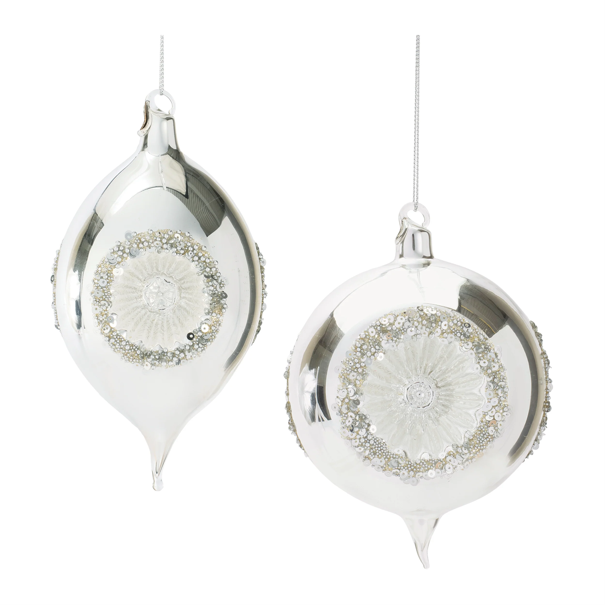 Silver Reflector Ornament, 4-5" (2 styles - sold individually)