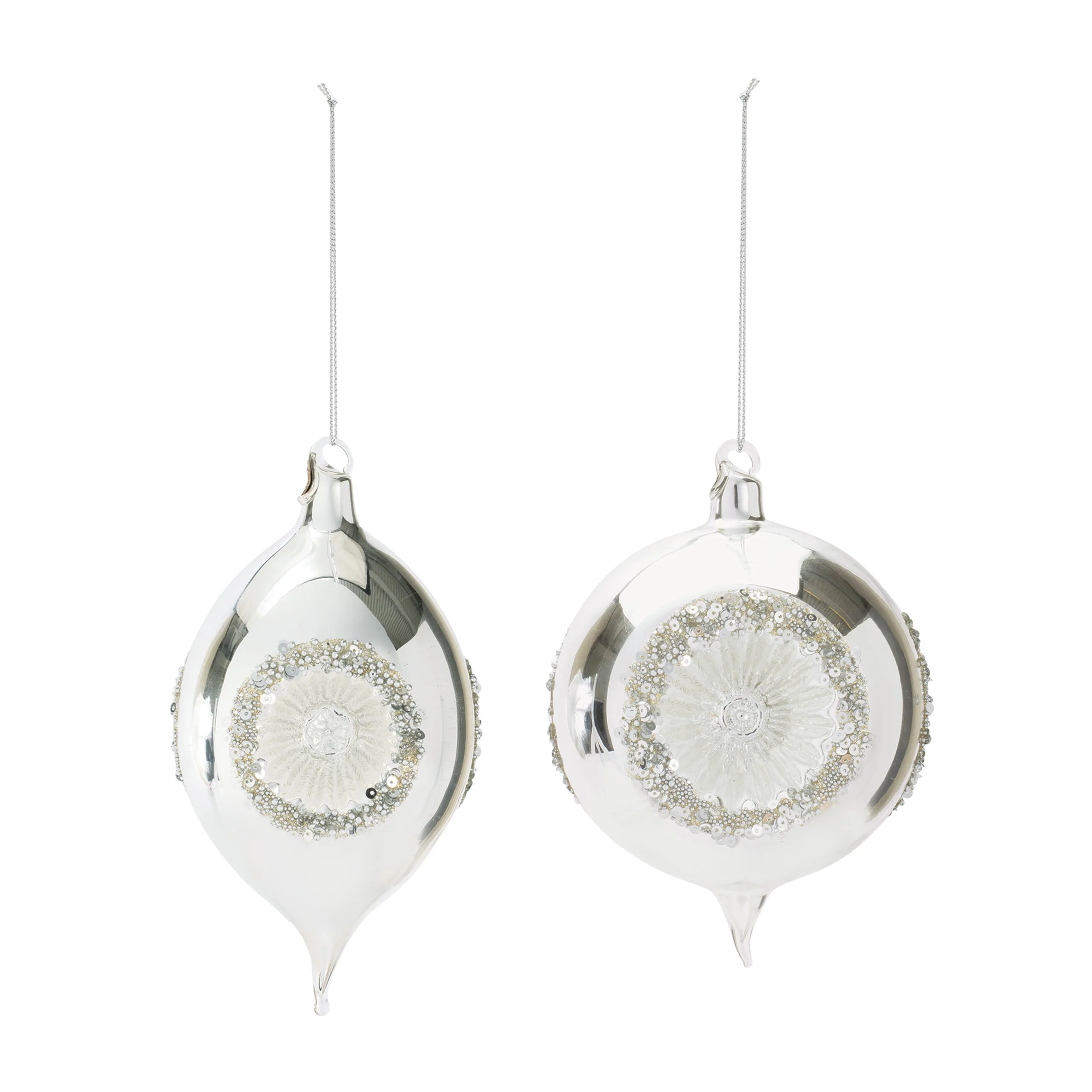 Silver Reflector Ornament, 4-5" (2 styles - sold individually) - Image 2
