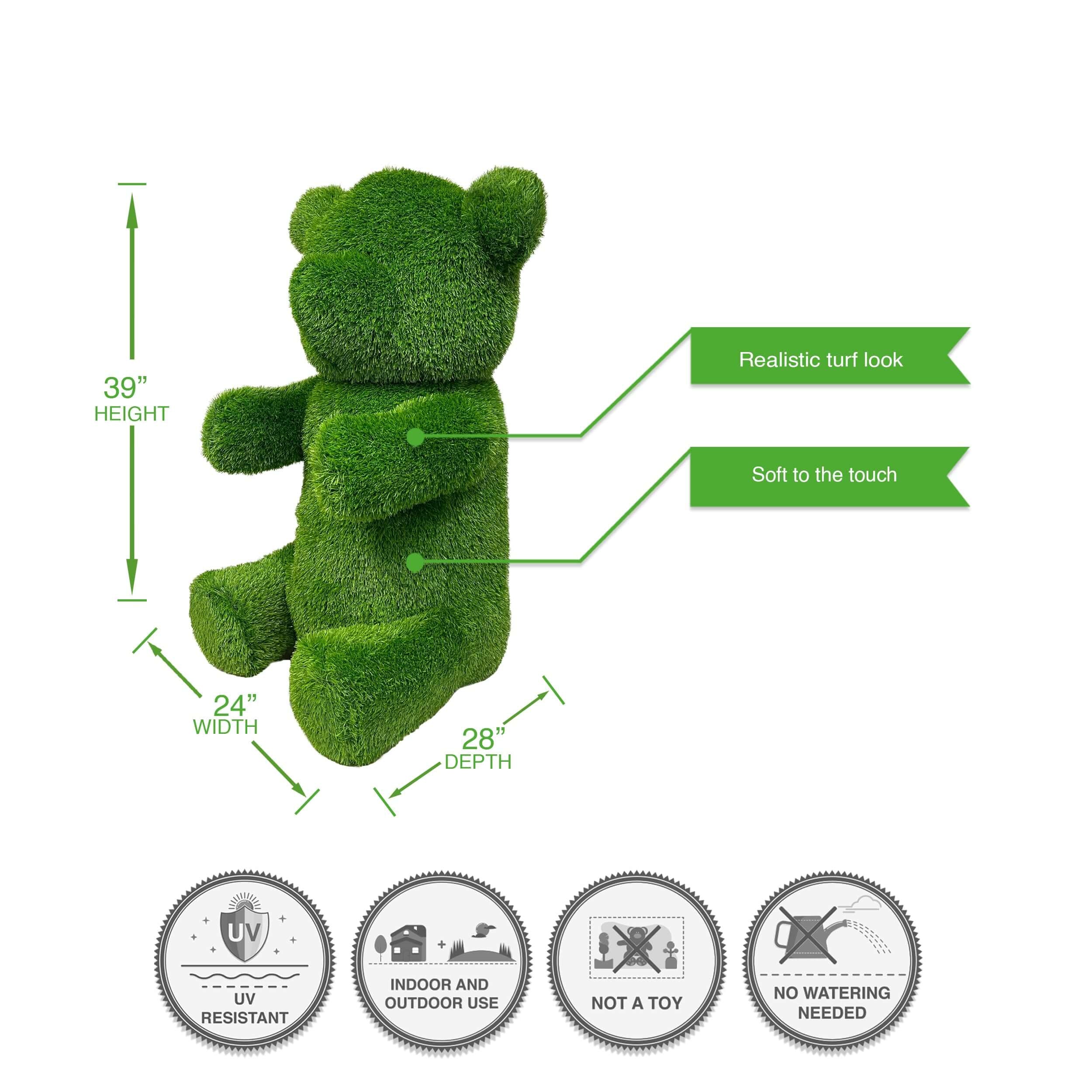 Sitting Bear Artificial Outdoor Patio Garden Turf Topiary, 14" to 39" - Image 10