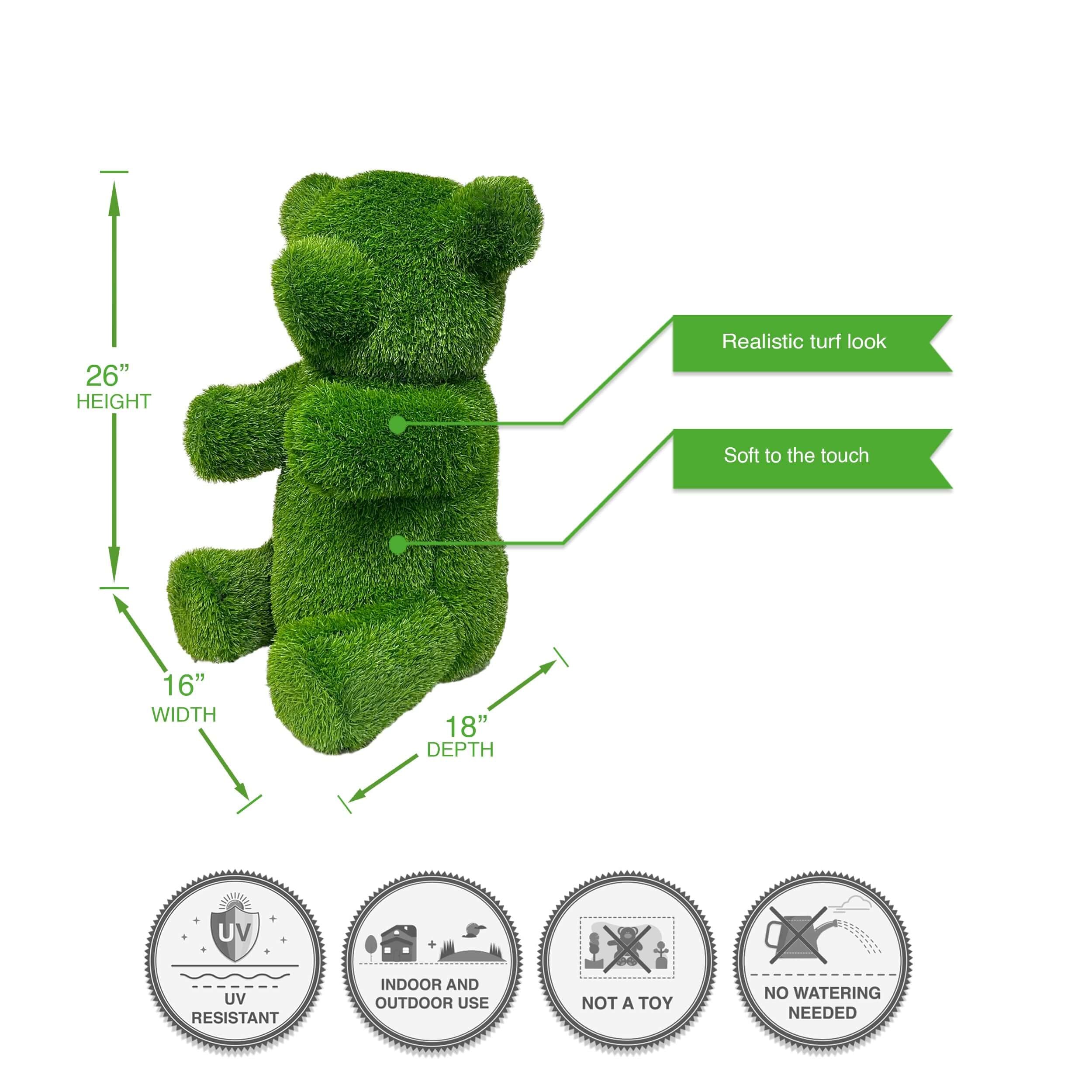 Sitting Bear Artificial Outdoor Patio Garden Turf Topiary, 14" to 39" - Image 6