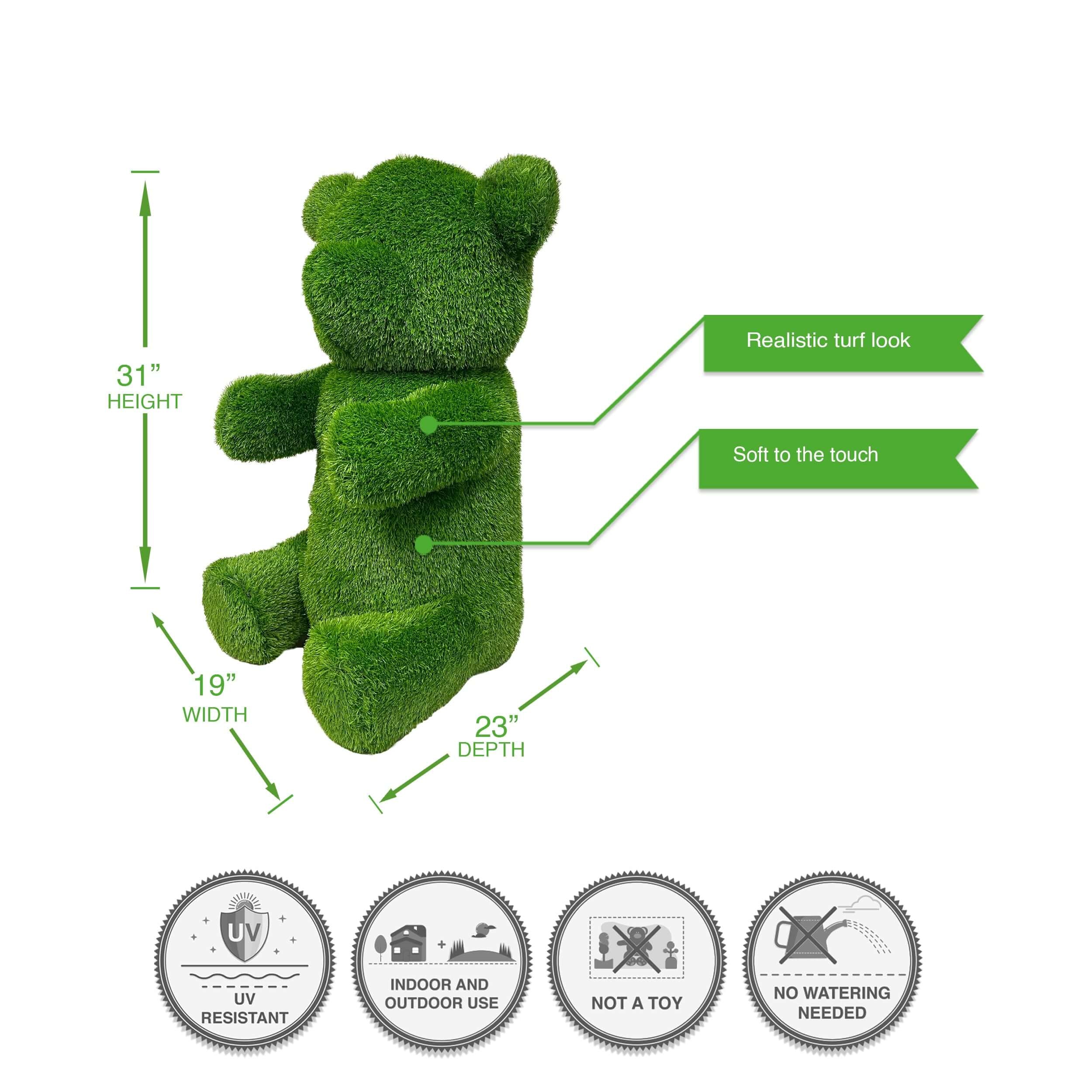 Sitting Bear Artificial Outdoor Patio Garden Turf Topiary, 14" to 39" - Image 8
