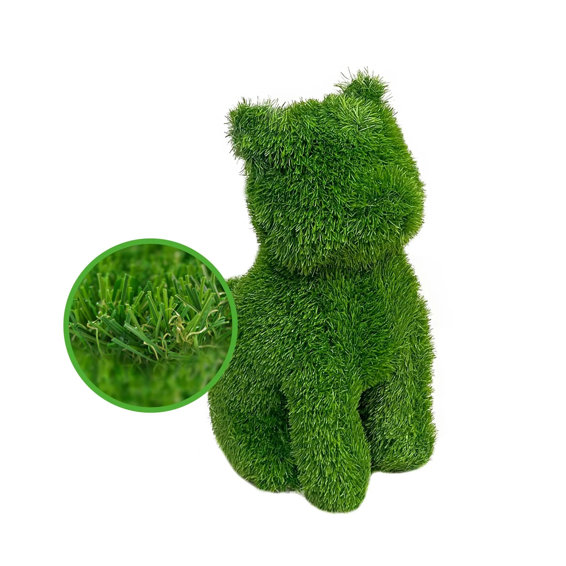 Sitting Cat Green Look Topiary Figurine, 14"