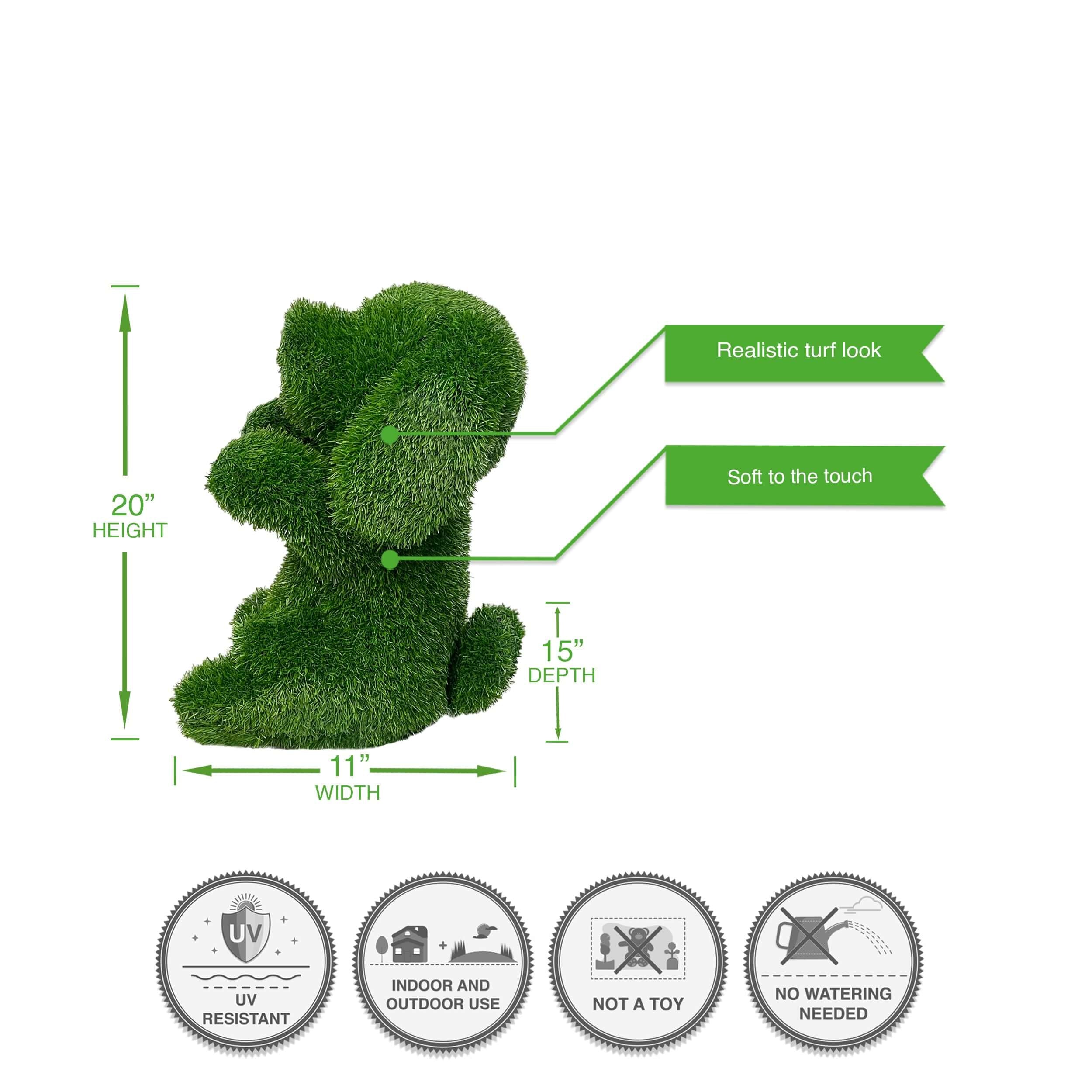 Sitting Dog Outdoor Garden Artificial Turf Topiary, 14"/20" - Image 3