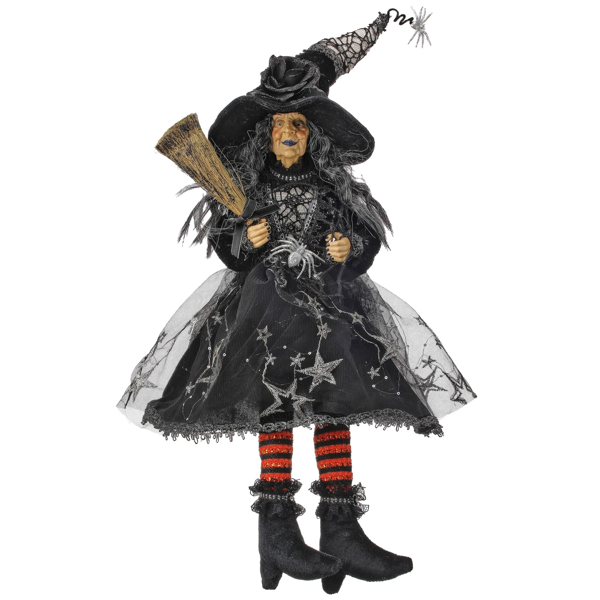 Sitting Halloween Witch w/Spider, 25"