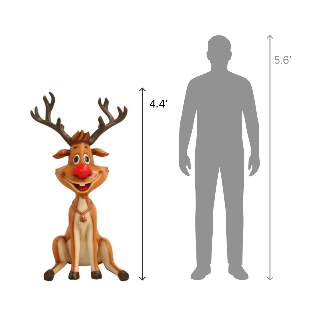 Large Fiberglass Sitting Reindeer Figure, 53" - Image 2