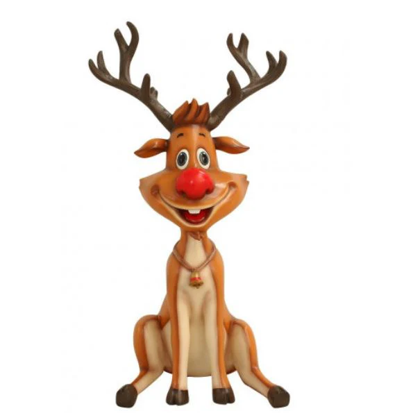 Large Fiberglass Sitting Reindeer Figure, 53" - Image 3