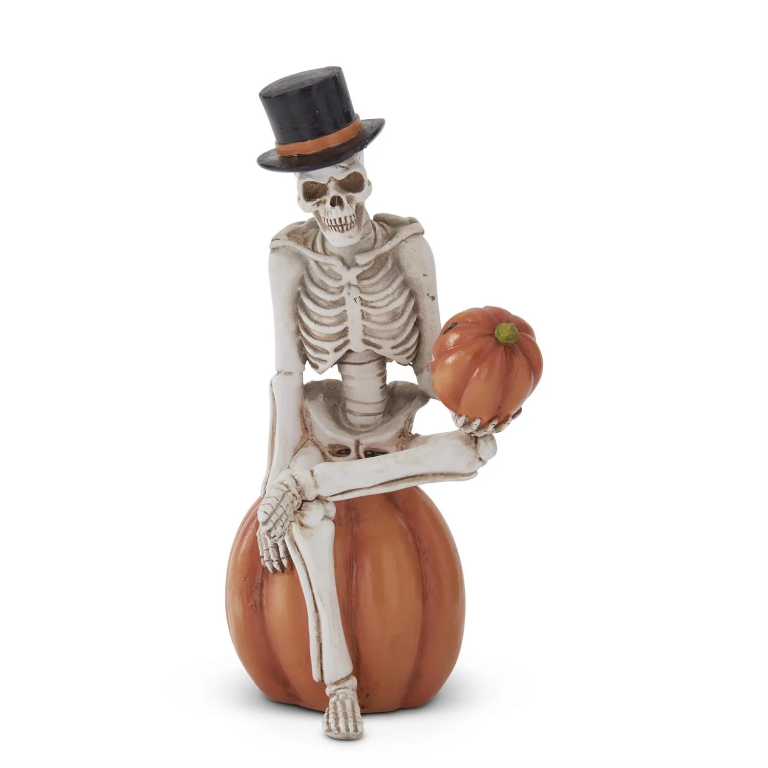 Skeleton Man on Pumpkin, 9.25"
