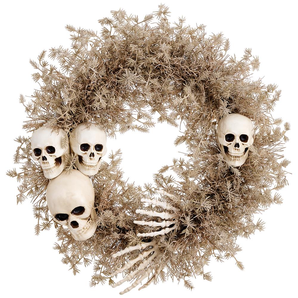 Skeletons Pine Wreath, 22" (Beige/Gray)