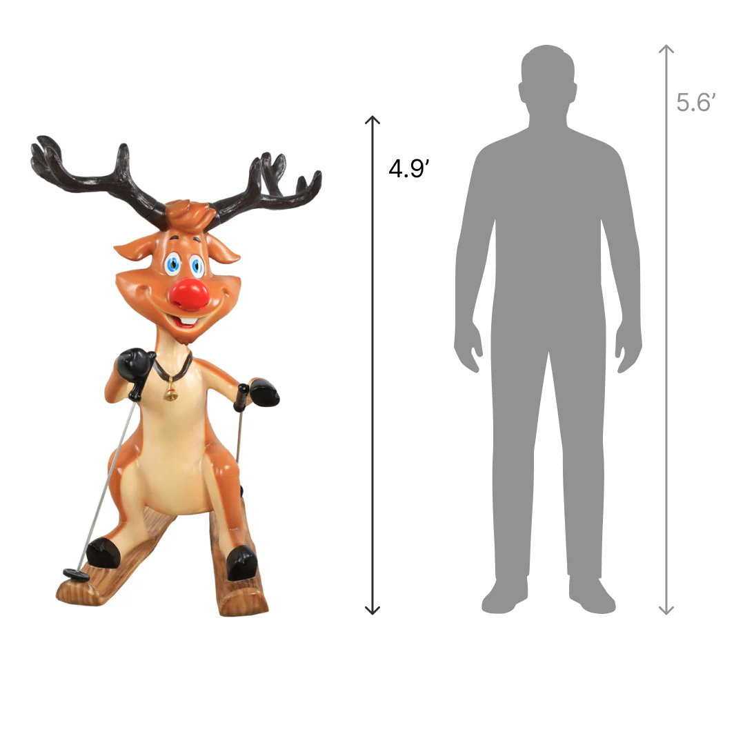 Large Fiberglass Skiing Reindeer Figure, 59" - Image 2