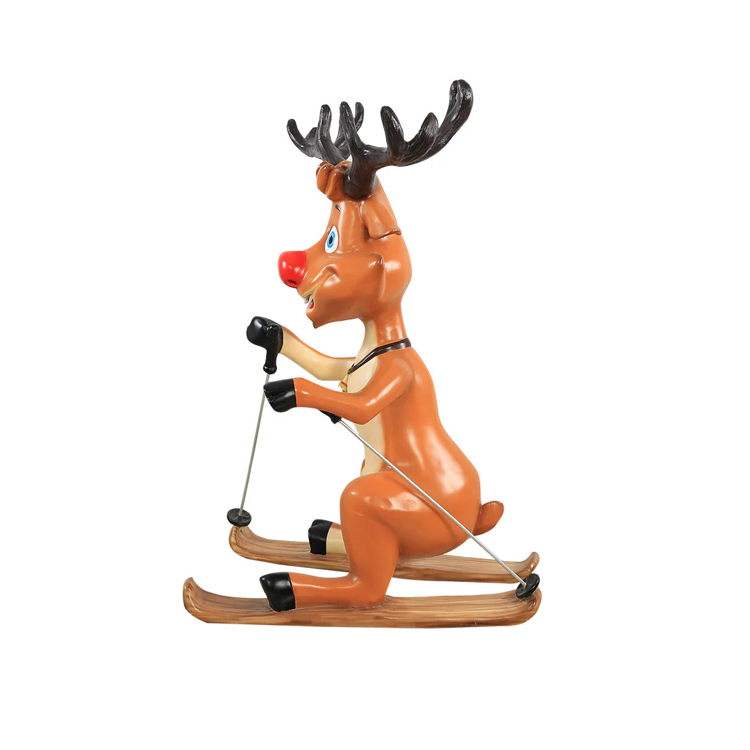 Large Fiberglass Skiing Reindeer Figure, 59" - Image 3