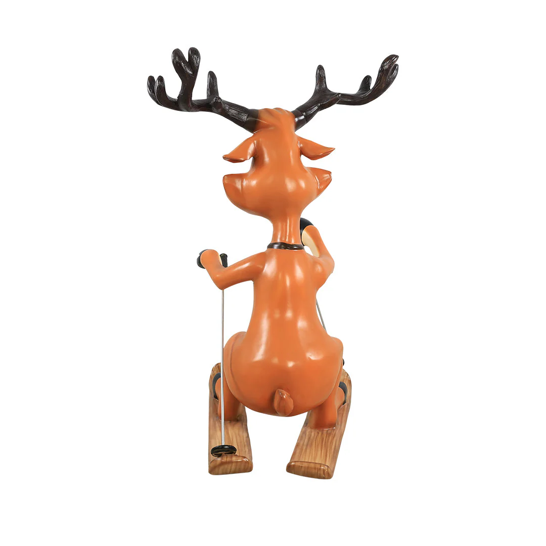 Large Fiberglass Skiing Reindeer Figure, 59" - Image 4