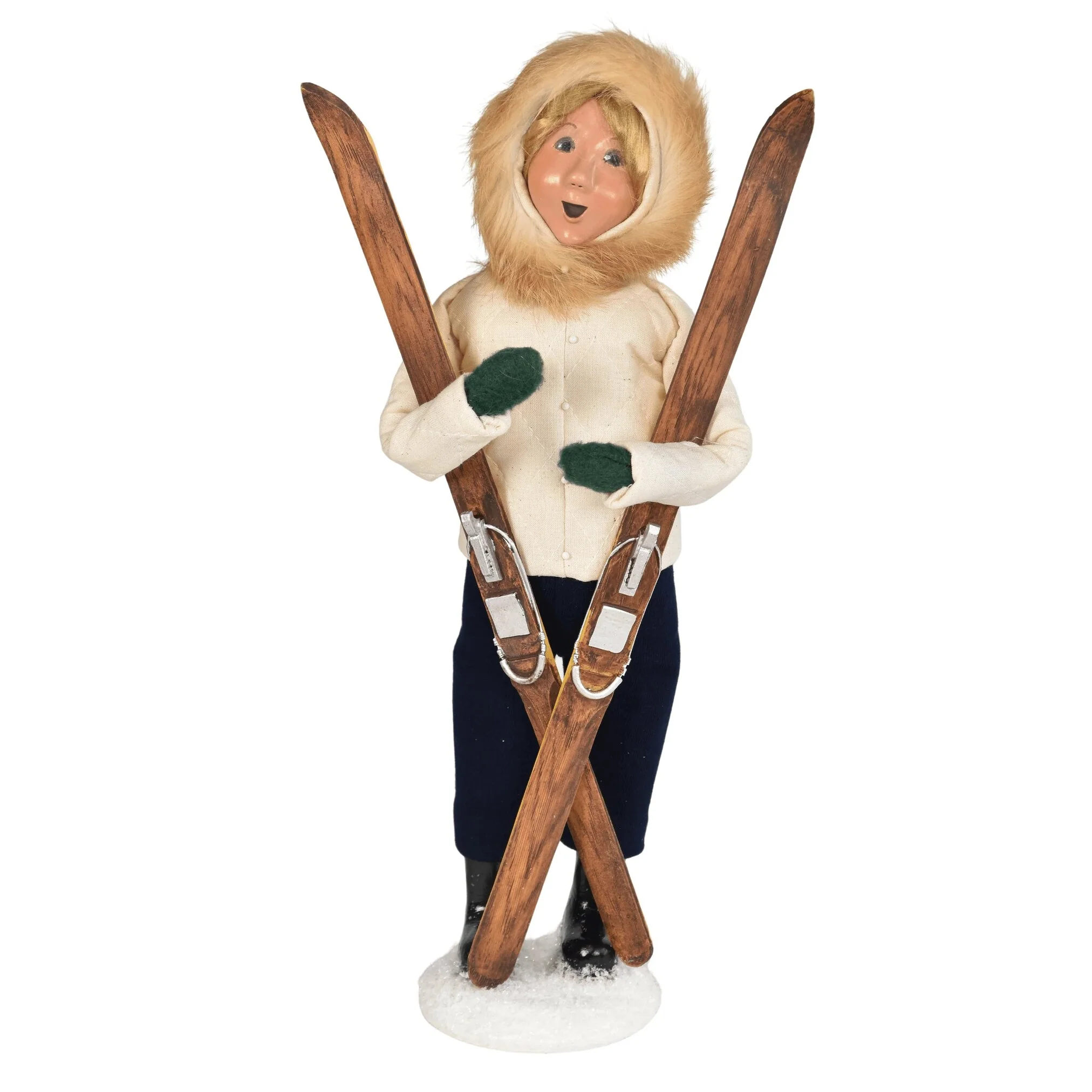 Skiing Woman Caroler Figurine, 13"