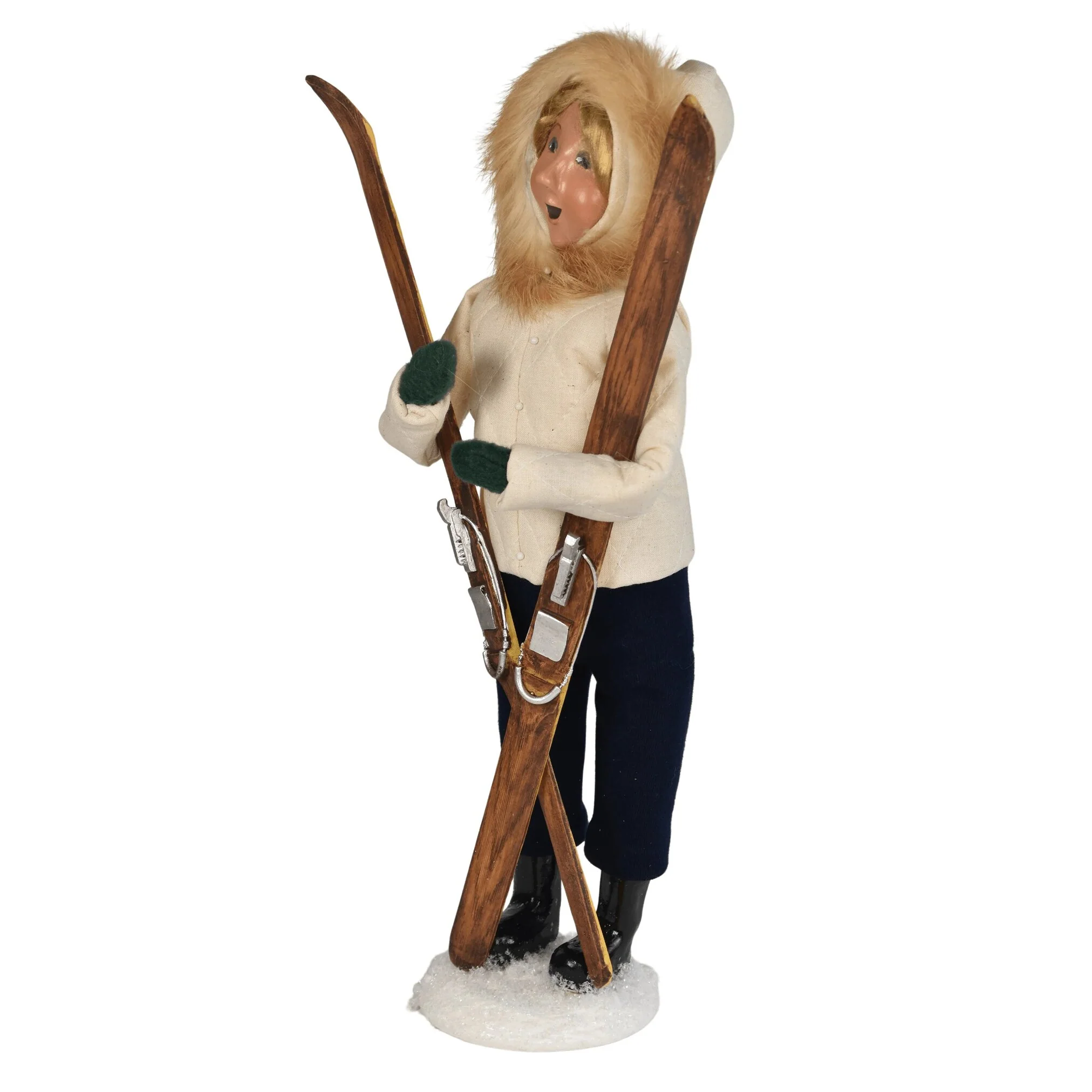 Skiing Woman Caroler Figurine, 13" - Image 4