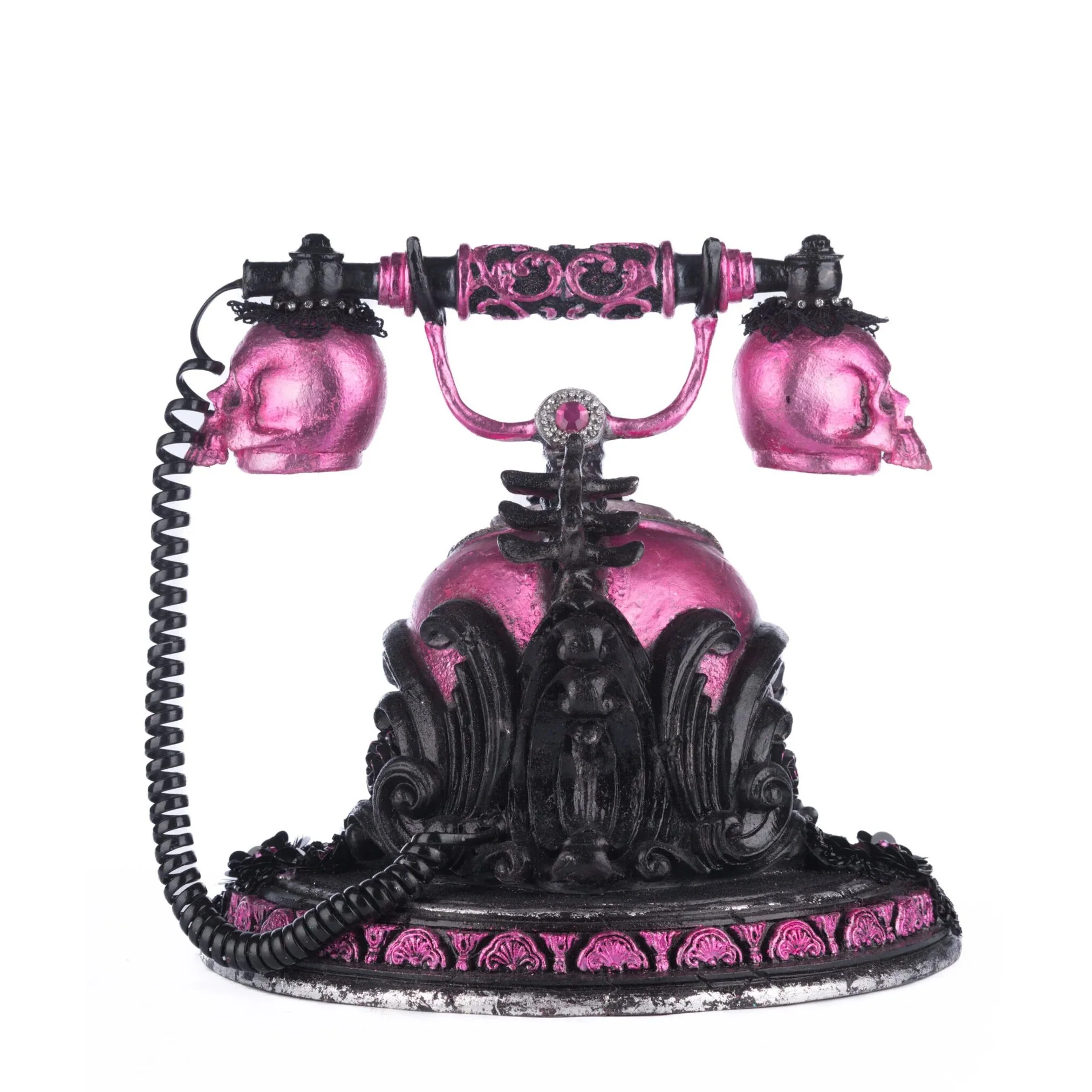 Skull And Roses Phone Tabletop Figurine, 10.5" - Image 3
