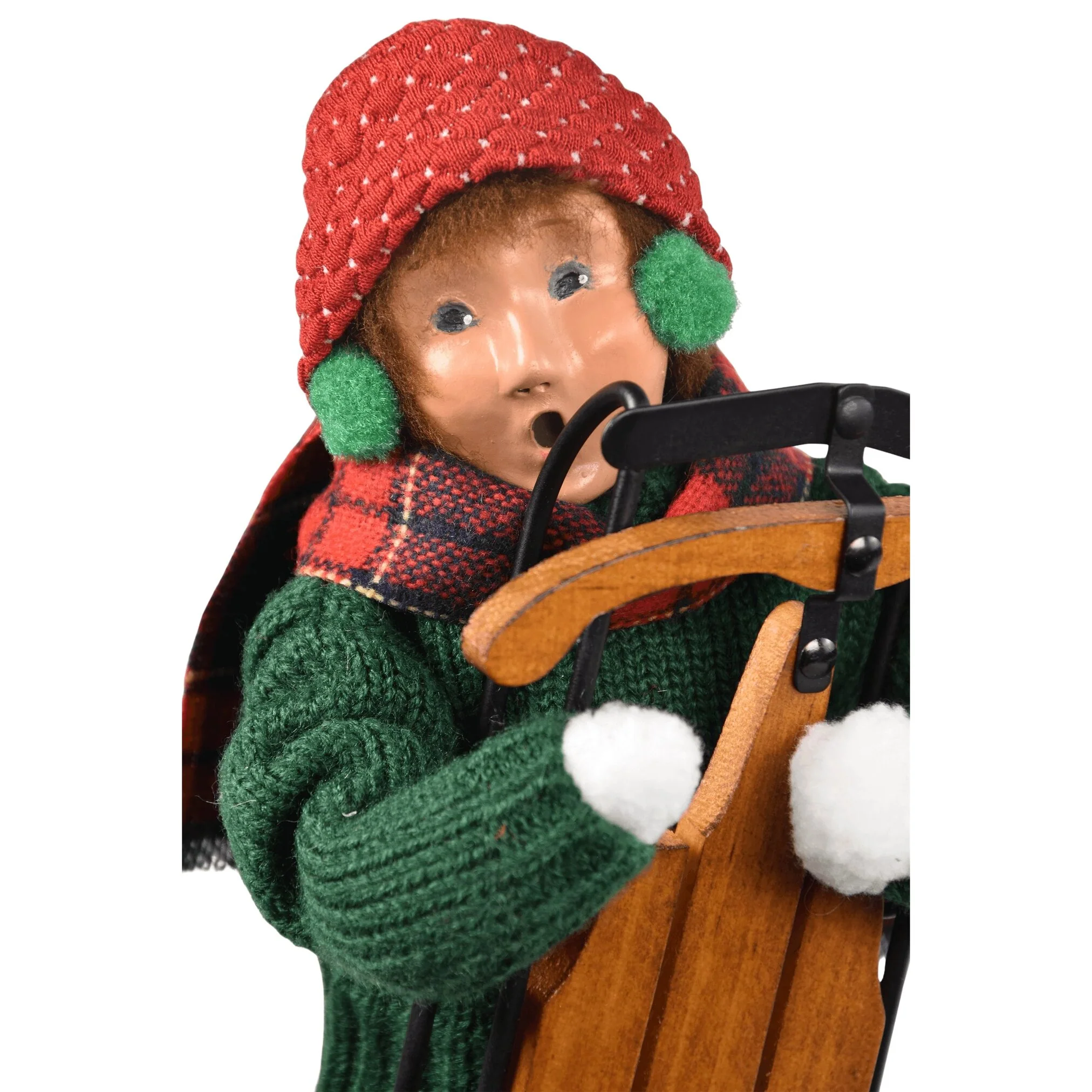 Sledding Boy Caroler Figurine, 10" - Image 2