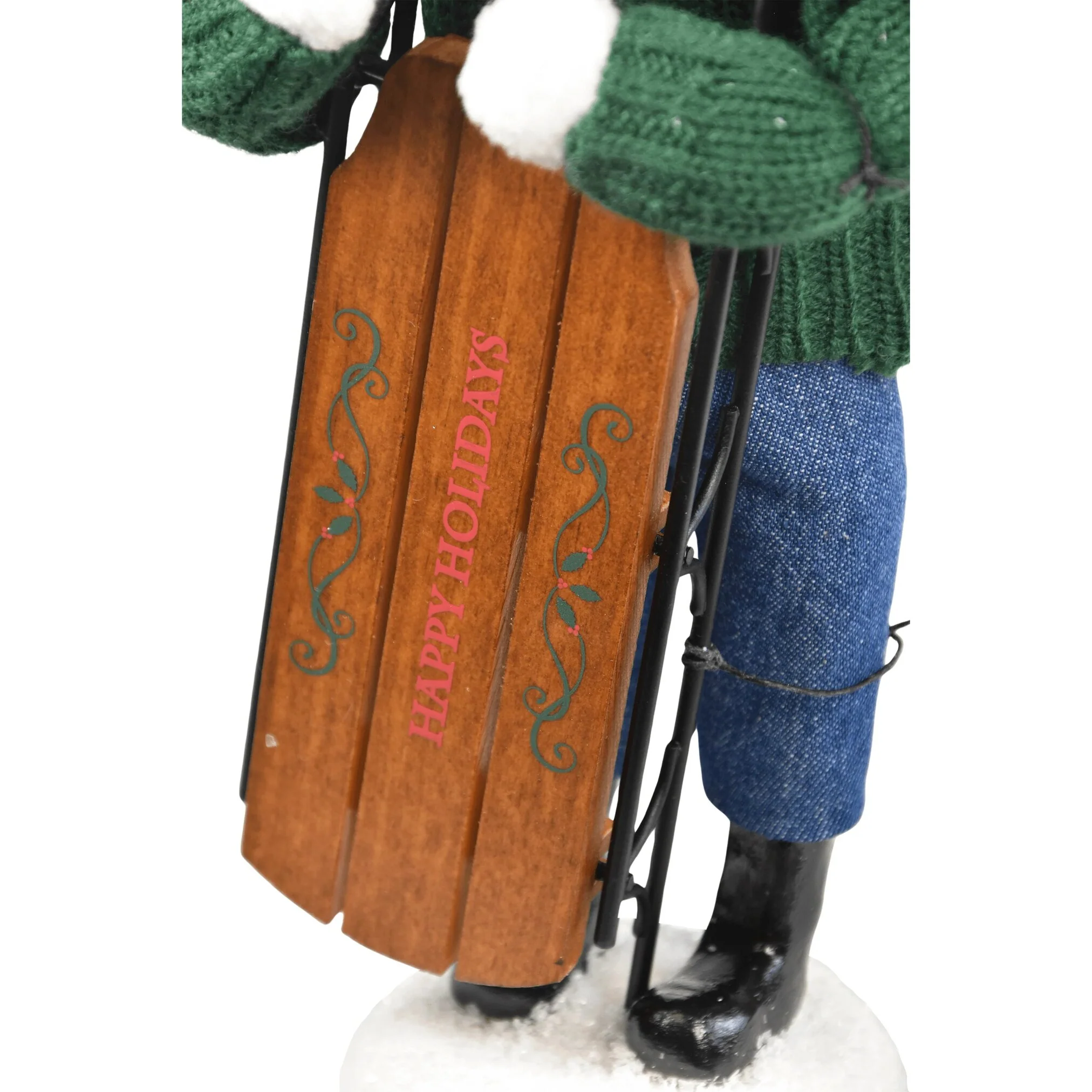 Sledding Boy Caroler Figurine, 10" - Image 3