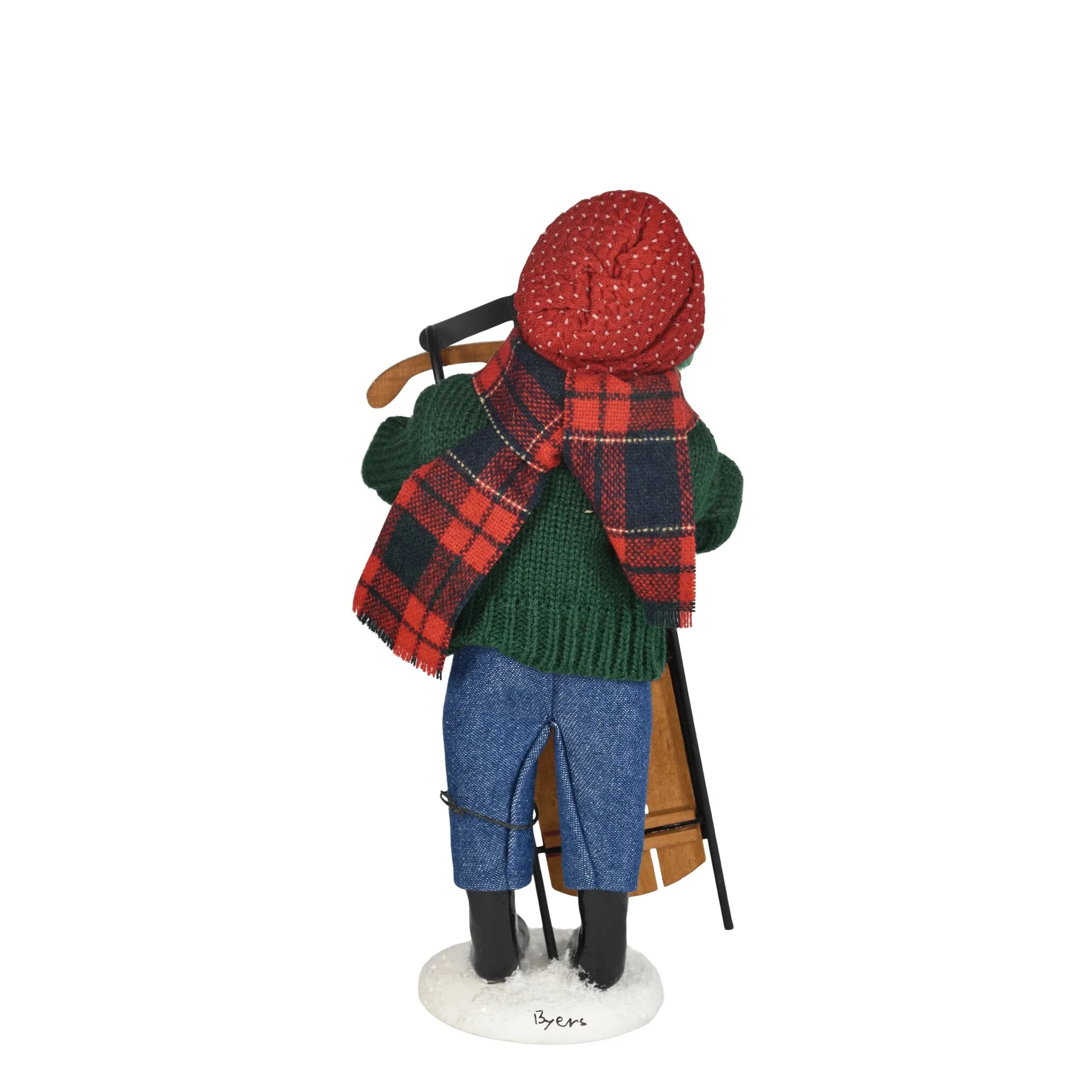 Sledding Boy Caroler Figurine, 10" - Image 6