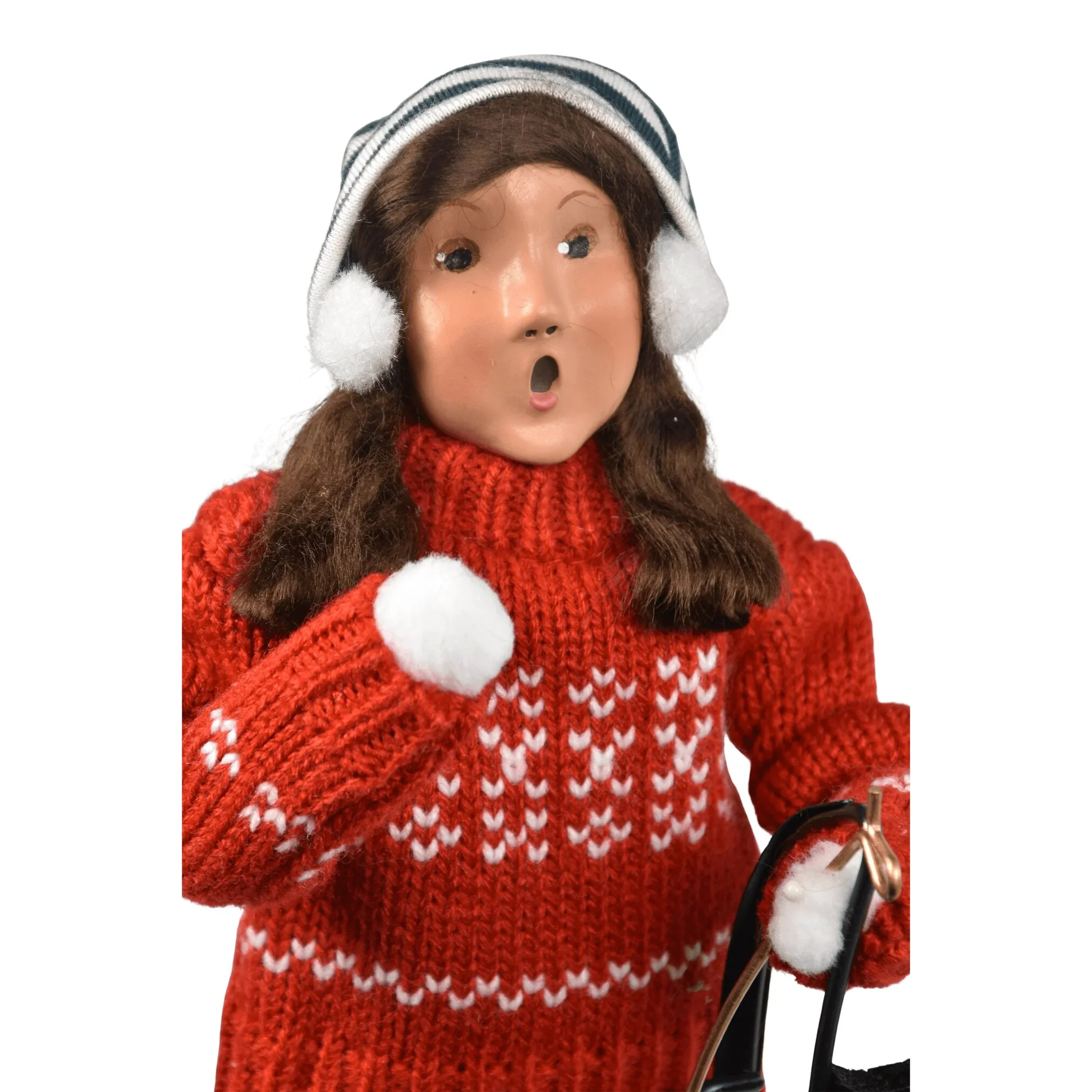 Sledding Girl Caroler Figurine, 10" - Image 3