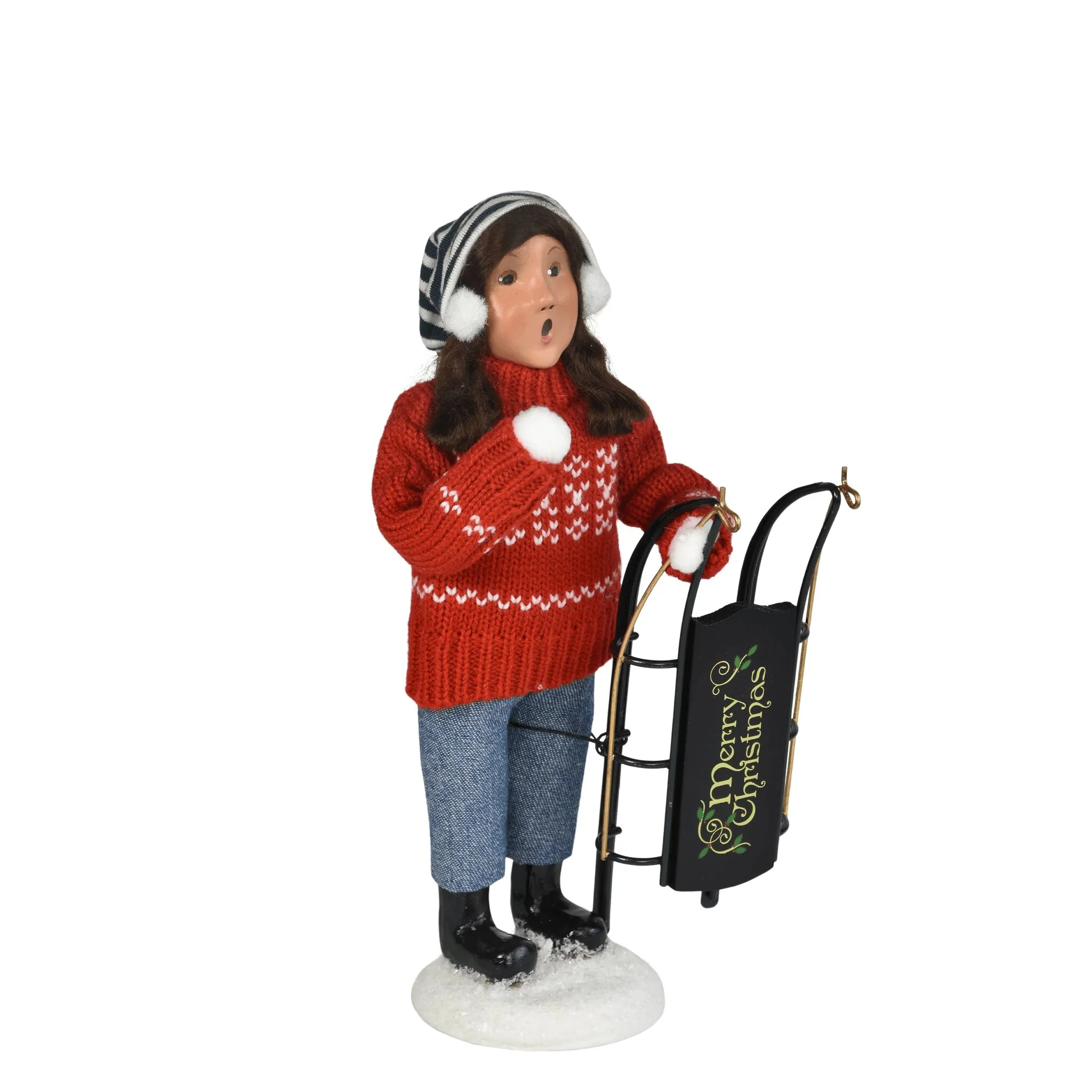 Sledding Girl Caroler Figurine, 10" - Image 4