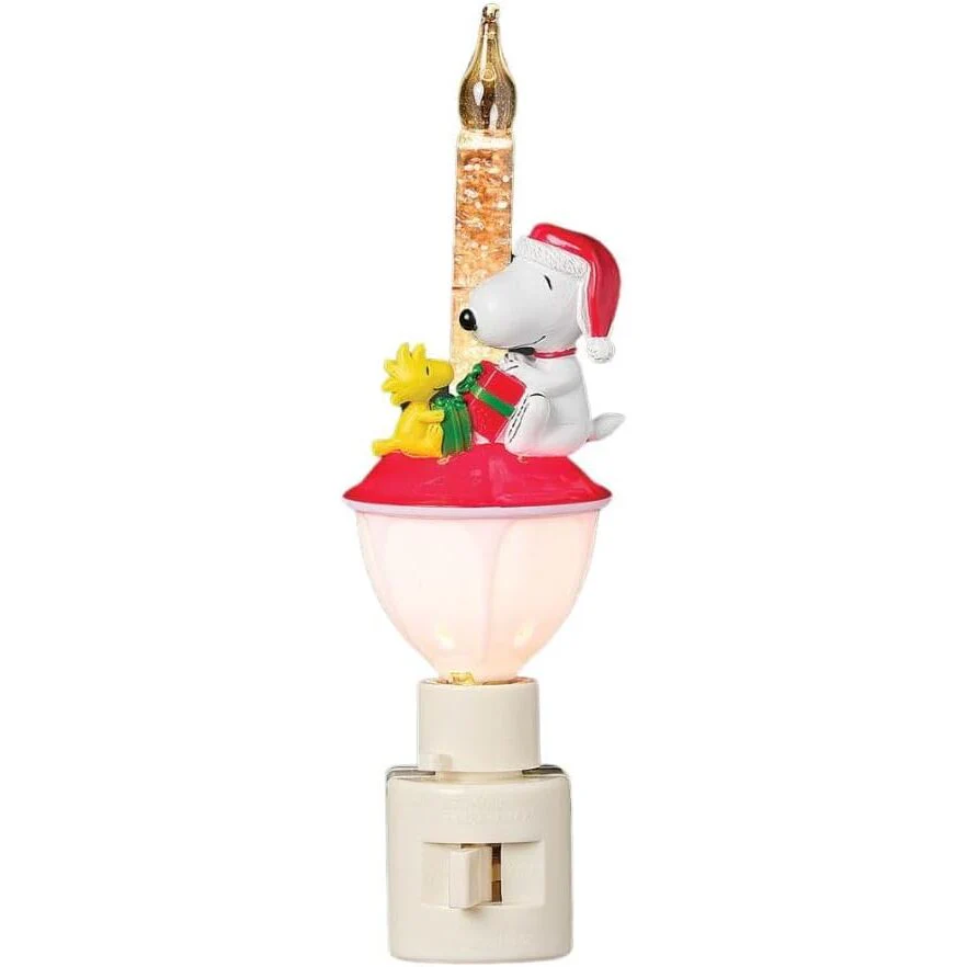 Snoopy and Woodstock Christmas Gifts Bubble Night Light, 6"