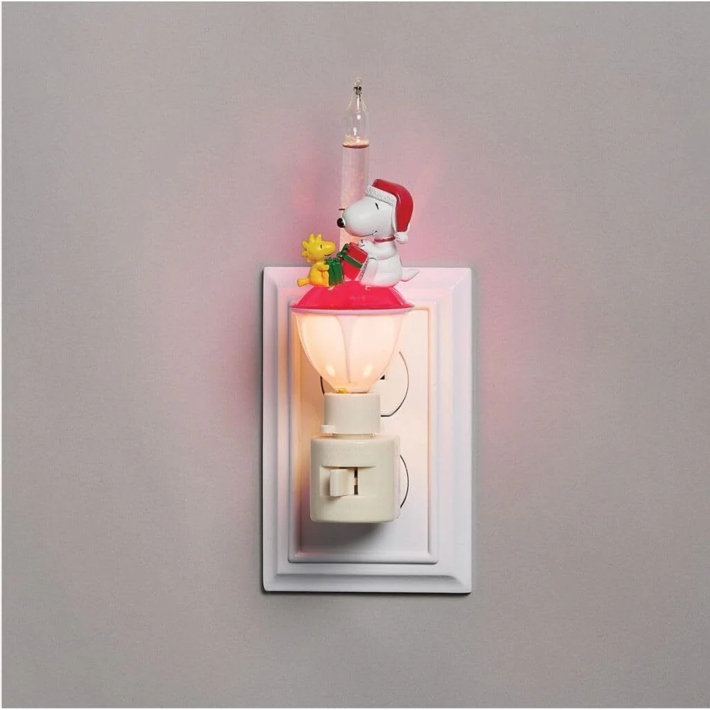 Snoopy and Woodstock Christmas Gifts Bubble Night Light, 6" - Image 2