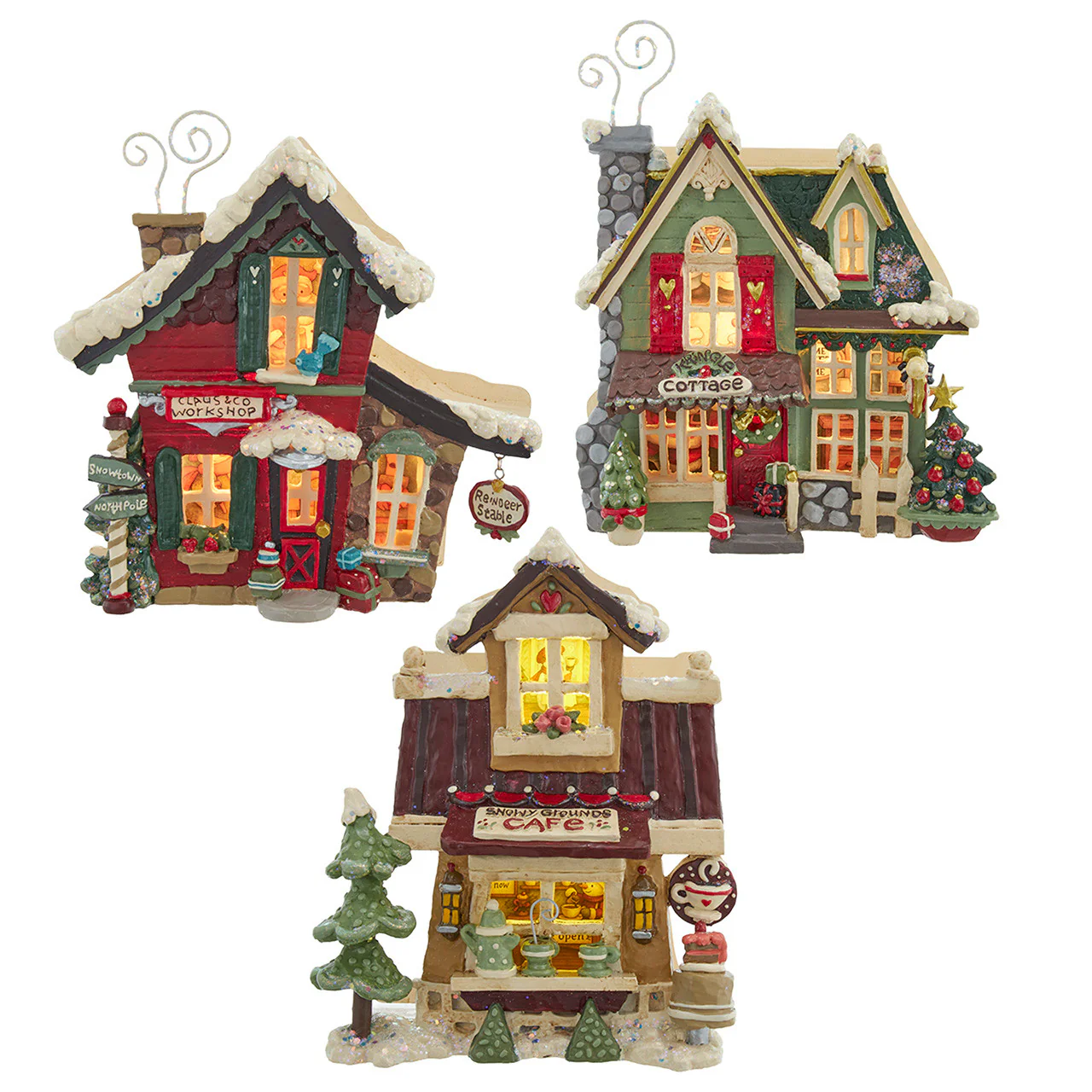 Snow Town Light Up House Table Pieces, 10.5-12.3" (3 styles - sold individually)