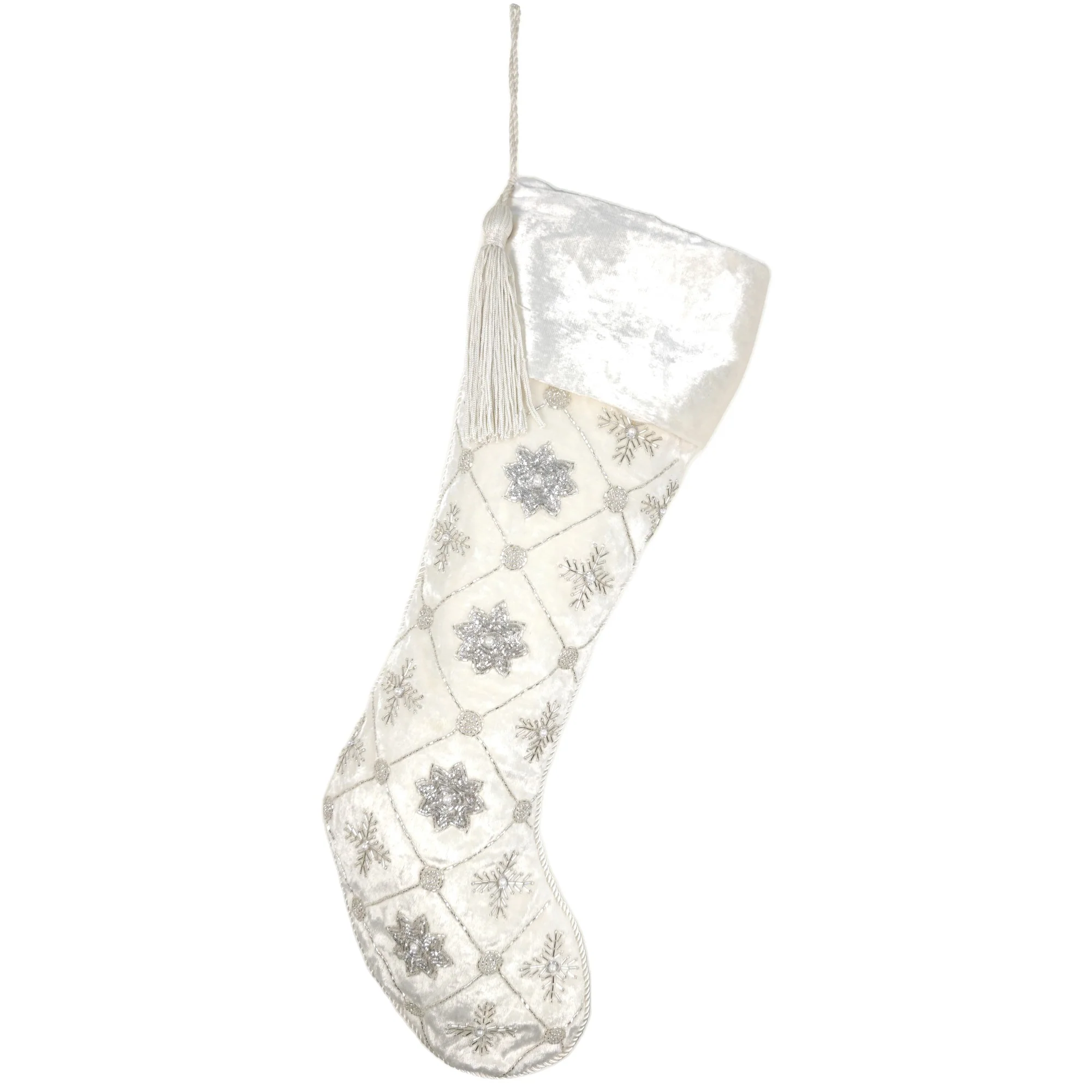 Snowflakes & Stars Embroidered Stocking - Image 2