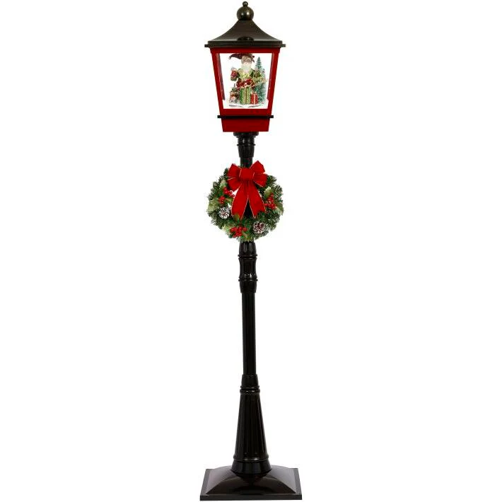 Snowing Lamp Post with Elf and Gift Boxes, 72"