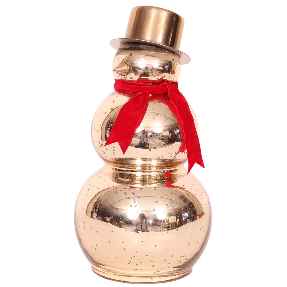 Gold Mercury Glass Snowman, 13.5"H x 6"W
