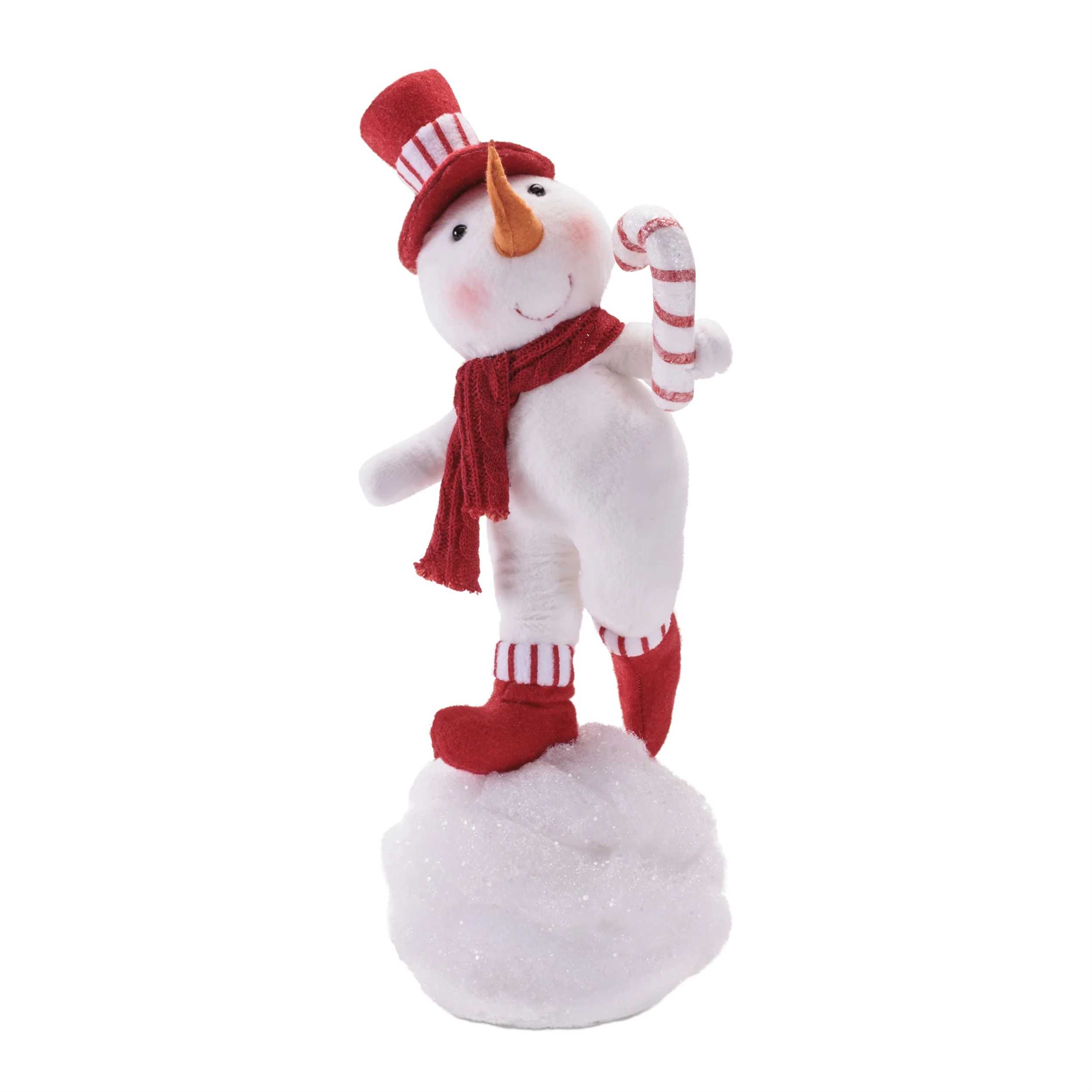 Snowman w/Candy Cane on Snowball Figurine, 20.5"