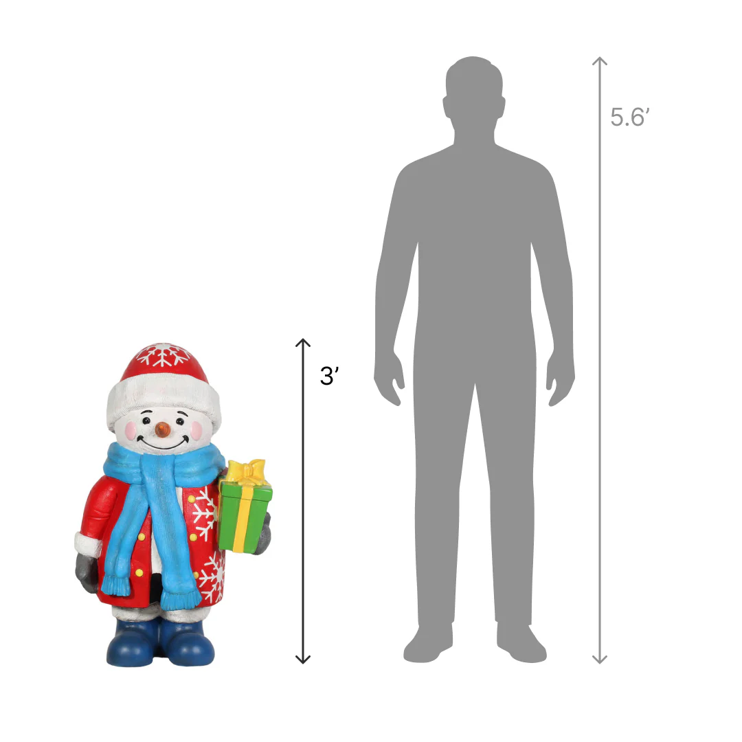 Large Snowman w/Gift Figure, 36" - Image 2