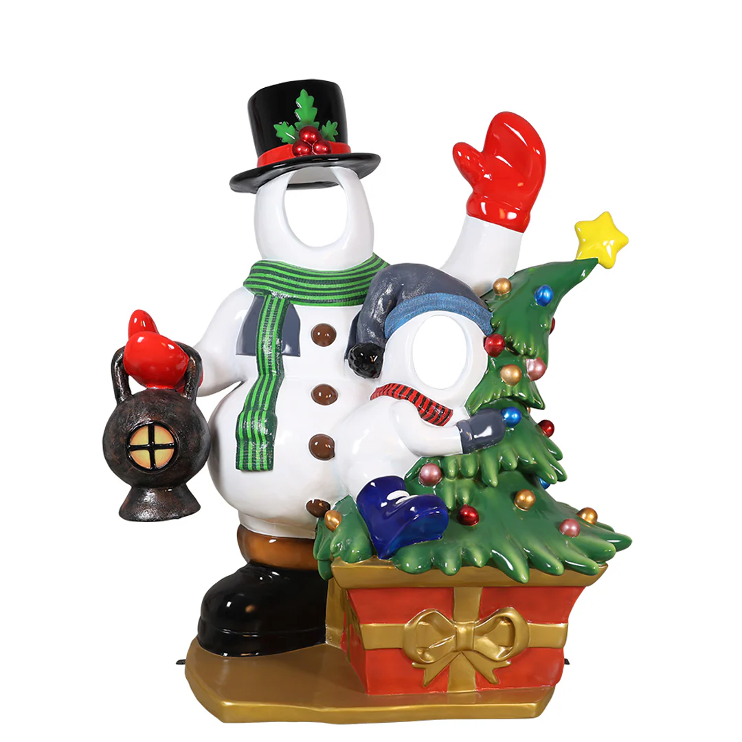 Large Fiberglass Snowman w/Kid Photo Op, 79"